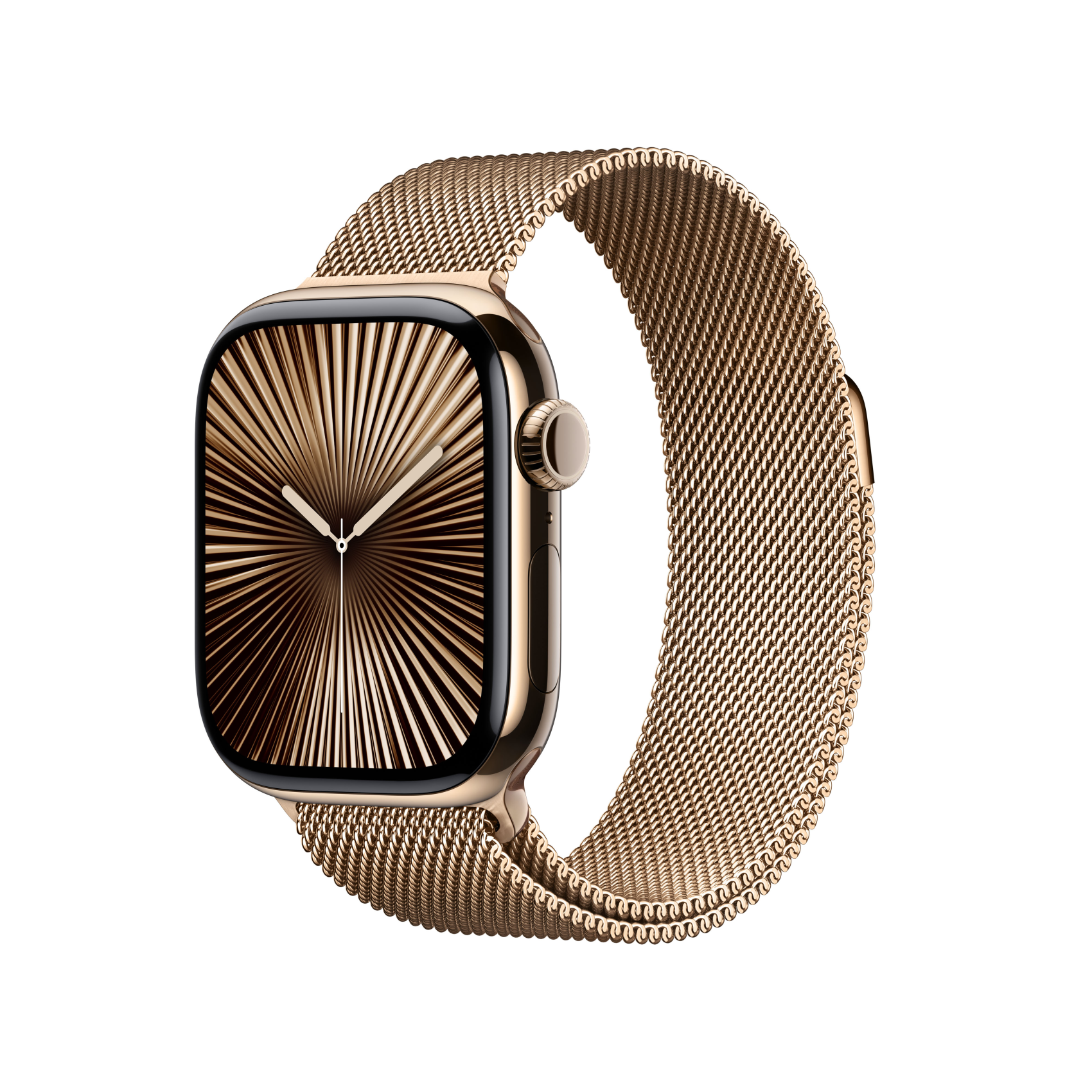 Apple Watch Series 10 GPS + Cellular 42mm Titan gold mit Milanaise-Armband gold, mx083qf/a