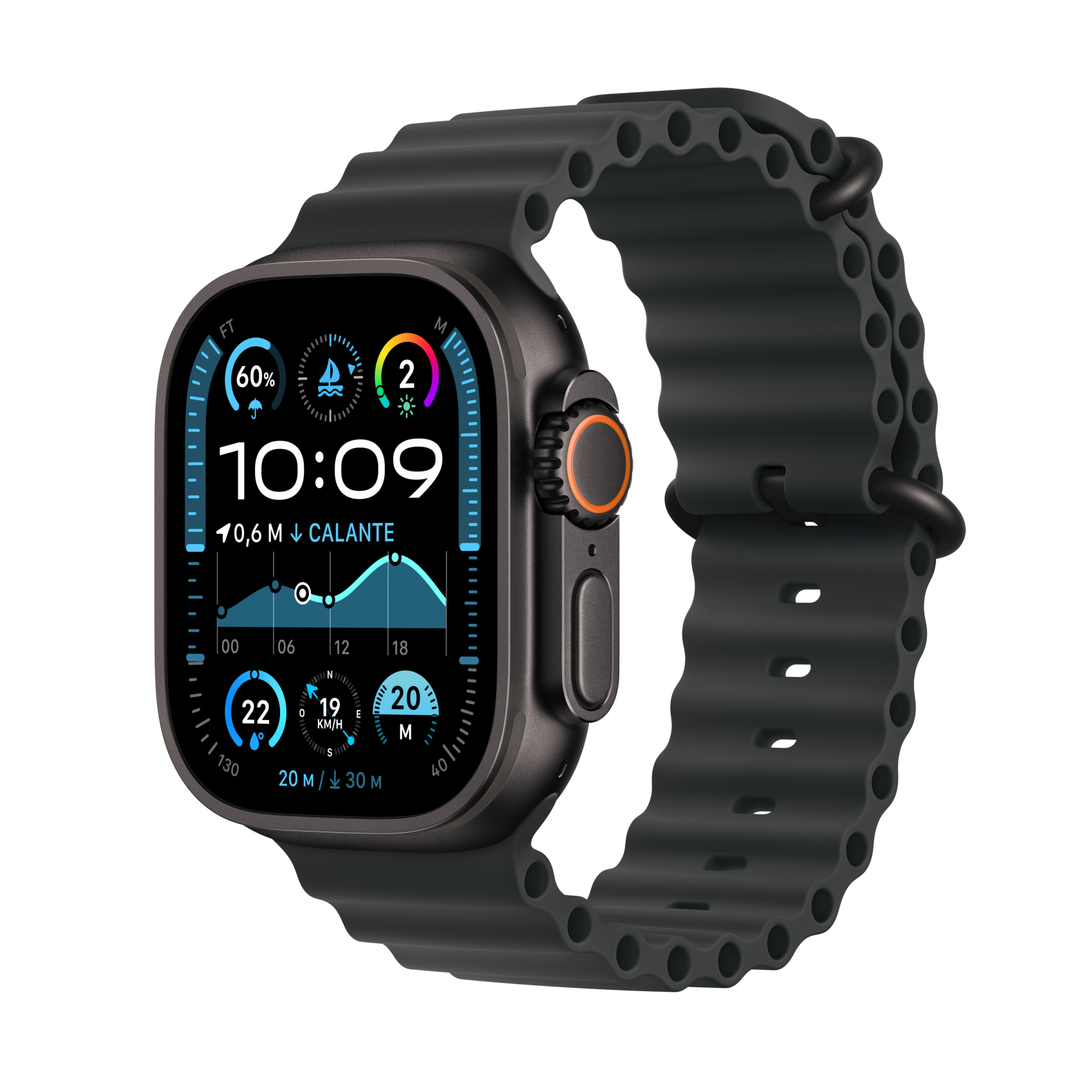 Apple Watch Ultra 2 schwarz mit Ocean Armband schwarz, mx4p3fd/a