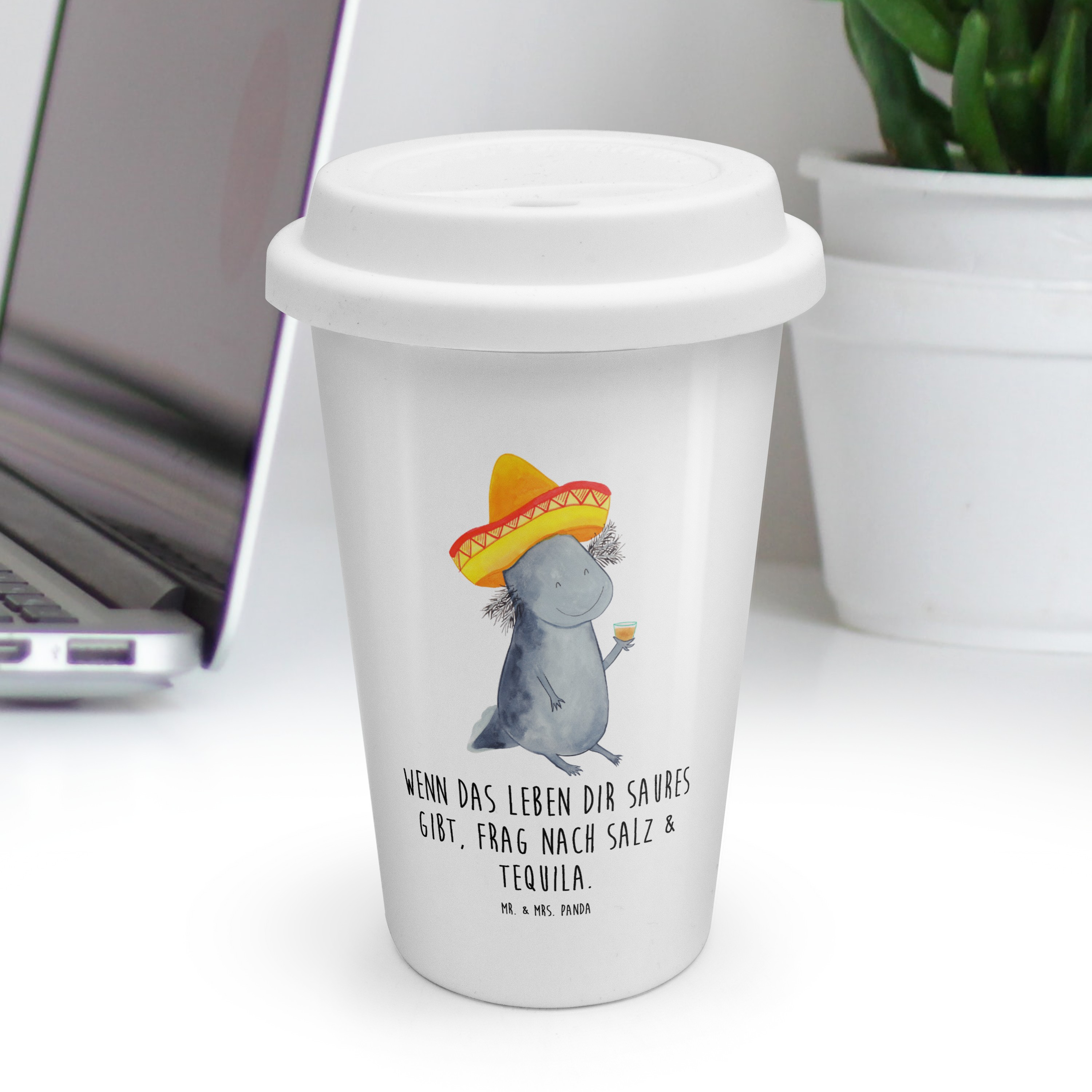 To Go Becher Axolotl Tequila - Geschenk Feuersalamander To go Kaffeebecher Molch