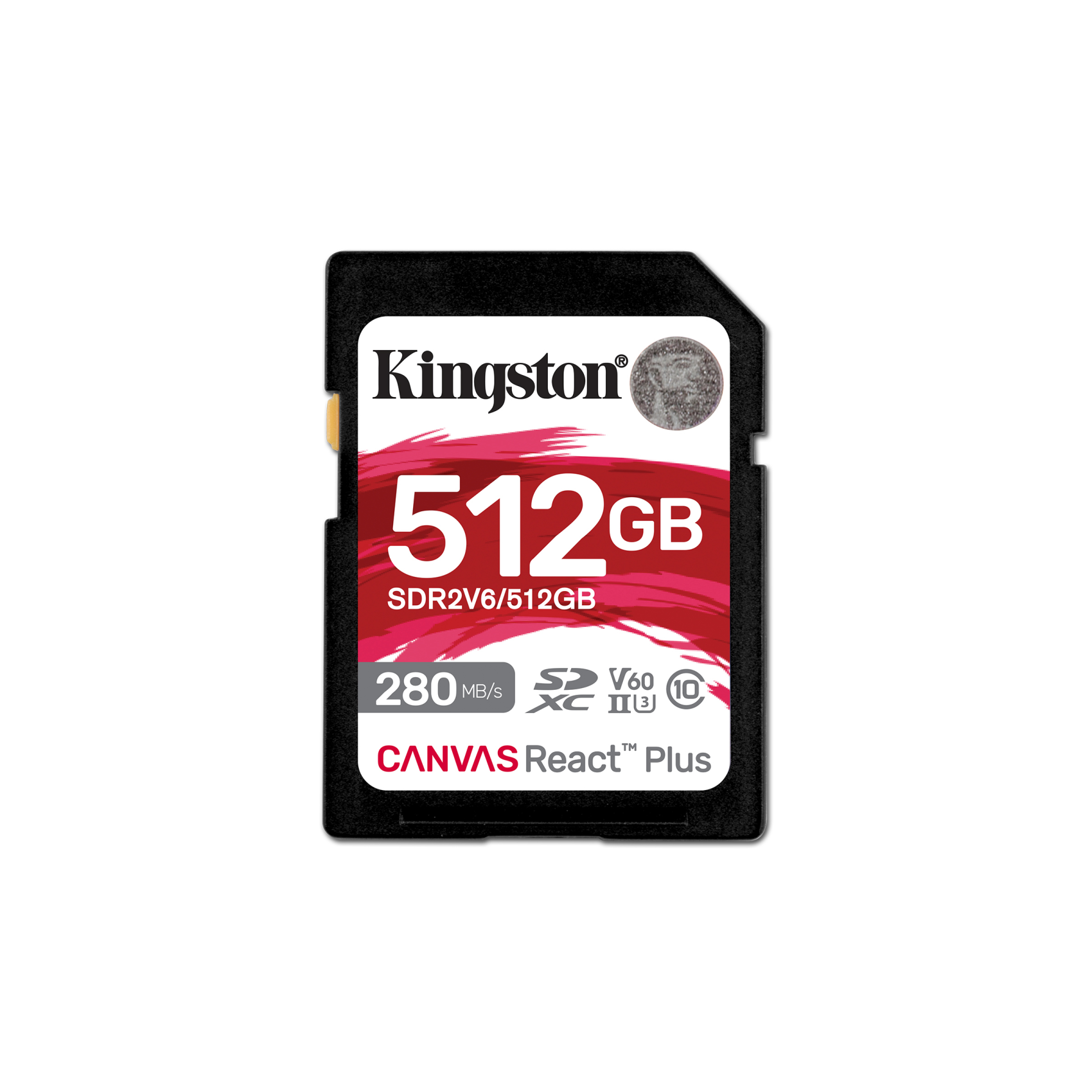 Kingston 512GB Canvas React Plus SDXC UHS-II 280R/150W U3 V60 for /4K, sdr2v6/512gb, 512 GB, Klasse 1