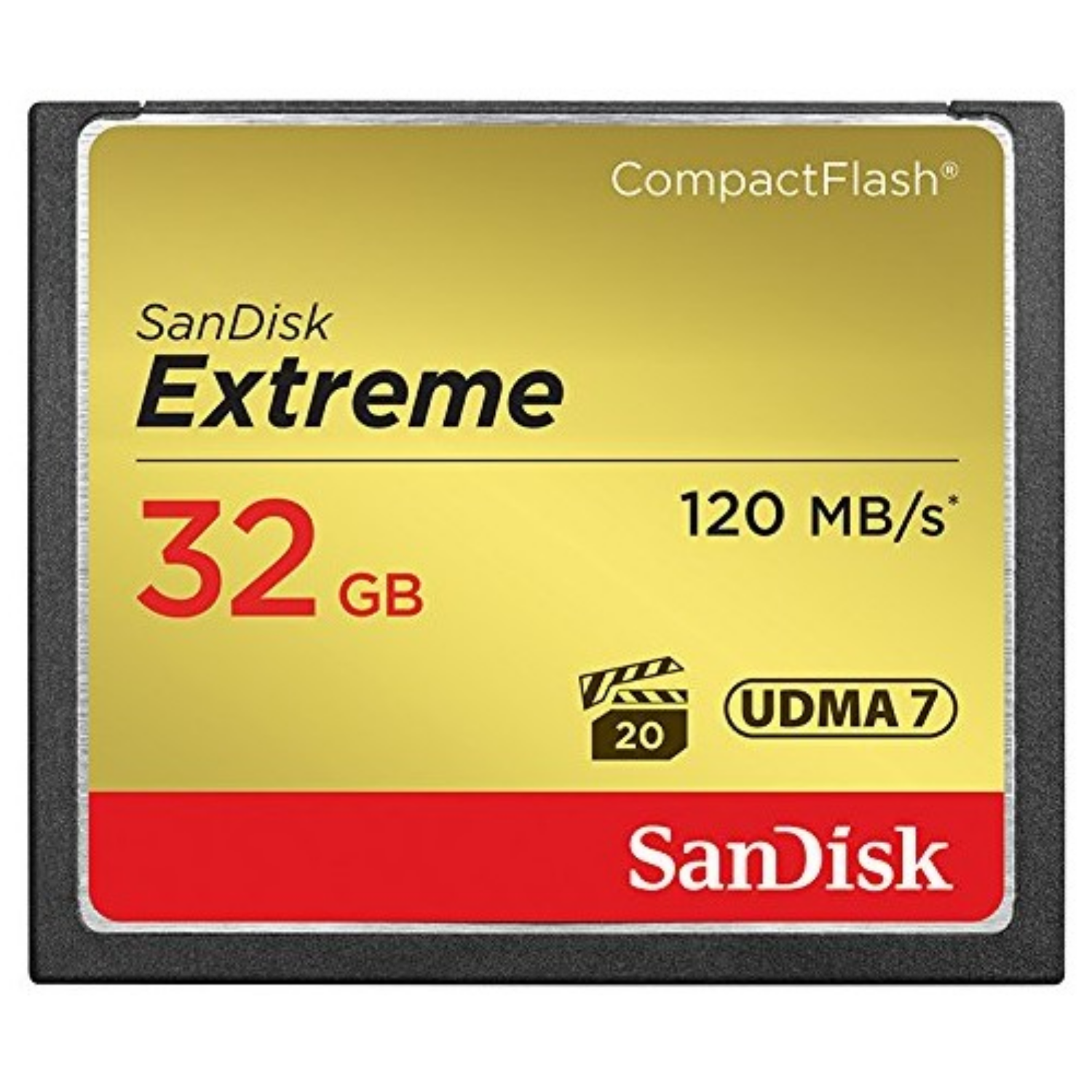 SanDisk 32GB Extreme, sdcfxsb-032g-g46, 32 GB, Kompaktflash, 120 MB/s, Schwarz, Gold