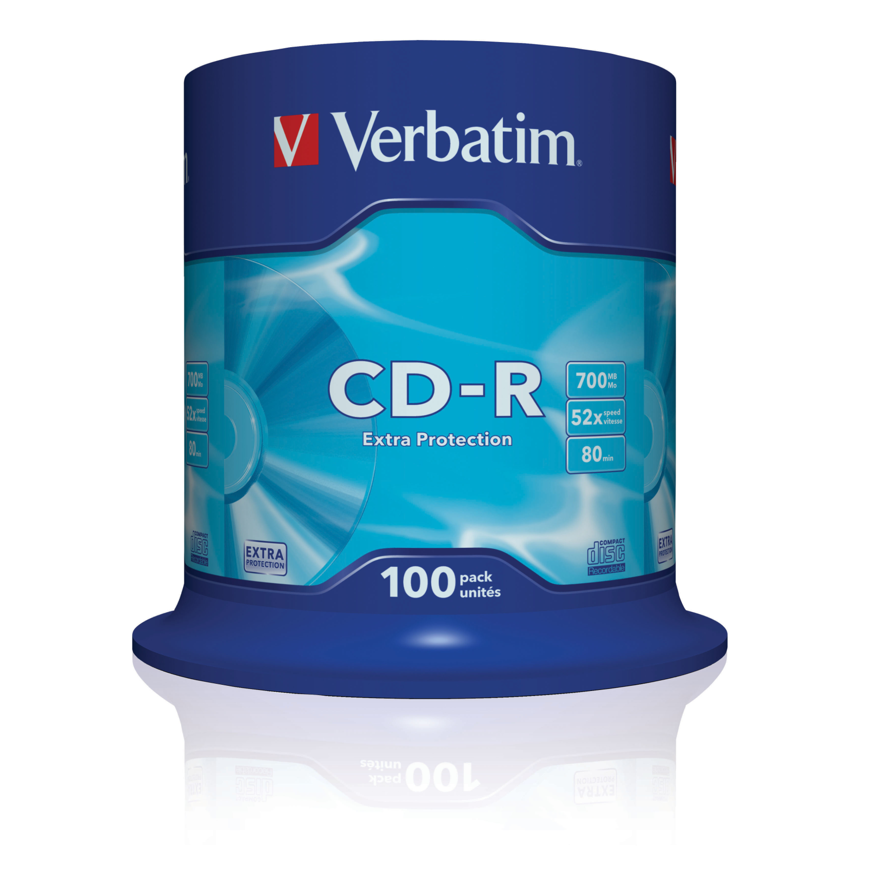 Verbatim CD-R Extra Protection, 43411, CD-R, 120 mm, 700 MB, Tortenschachtel, 100 Stücke