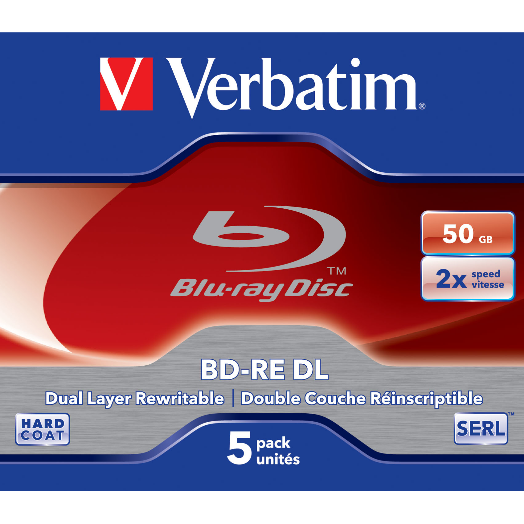 Verbatim BD-RE DL 50GB 2 x 5 Pack Jewel Case, 43760, 50 GB, Jewelcase, 5 Stücke