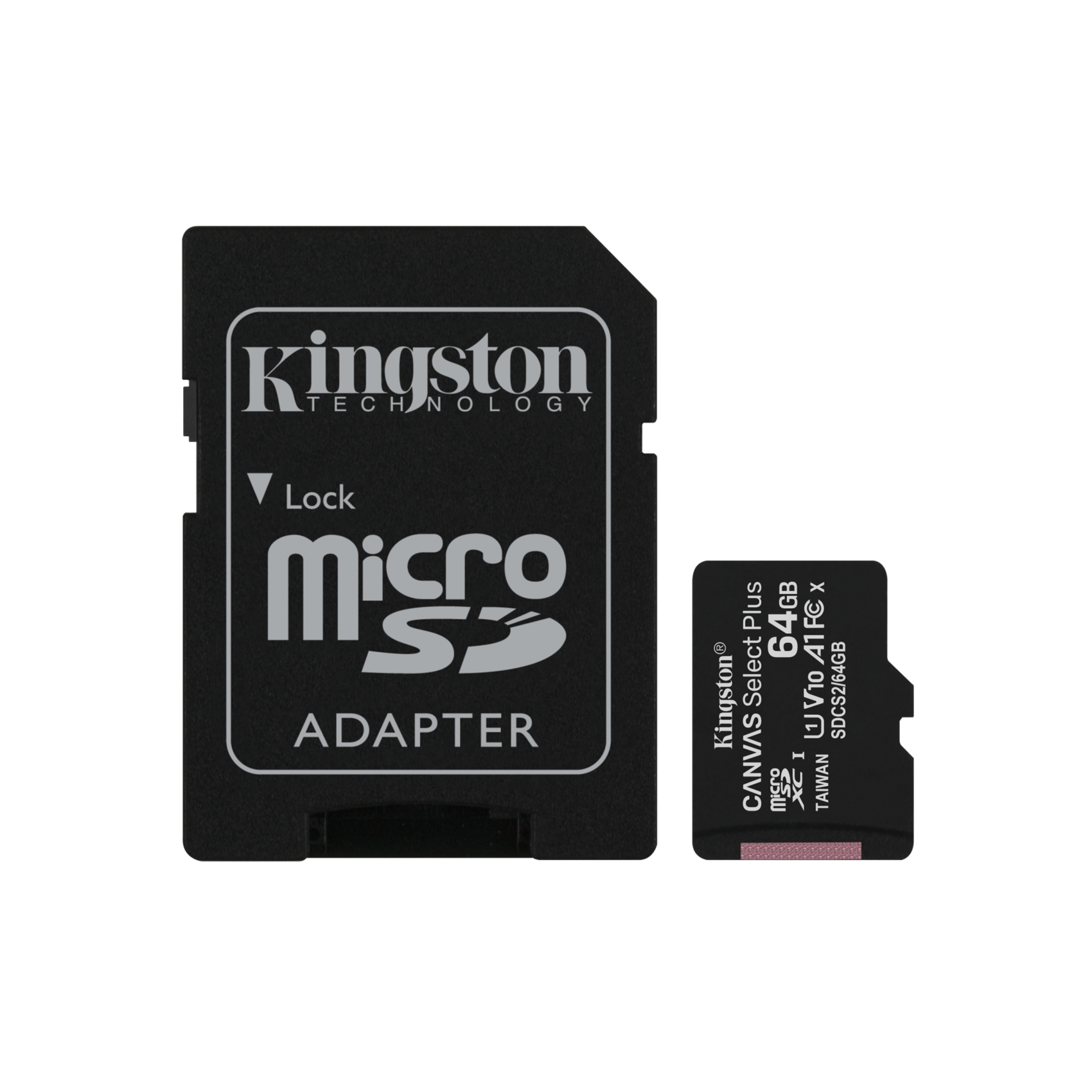 Kingston 64GB micSDXC Canvas Select Plus 100R A1 C10 Speicherkarte + Adapter, sdcs2/64gb, 64 GB, Klas