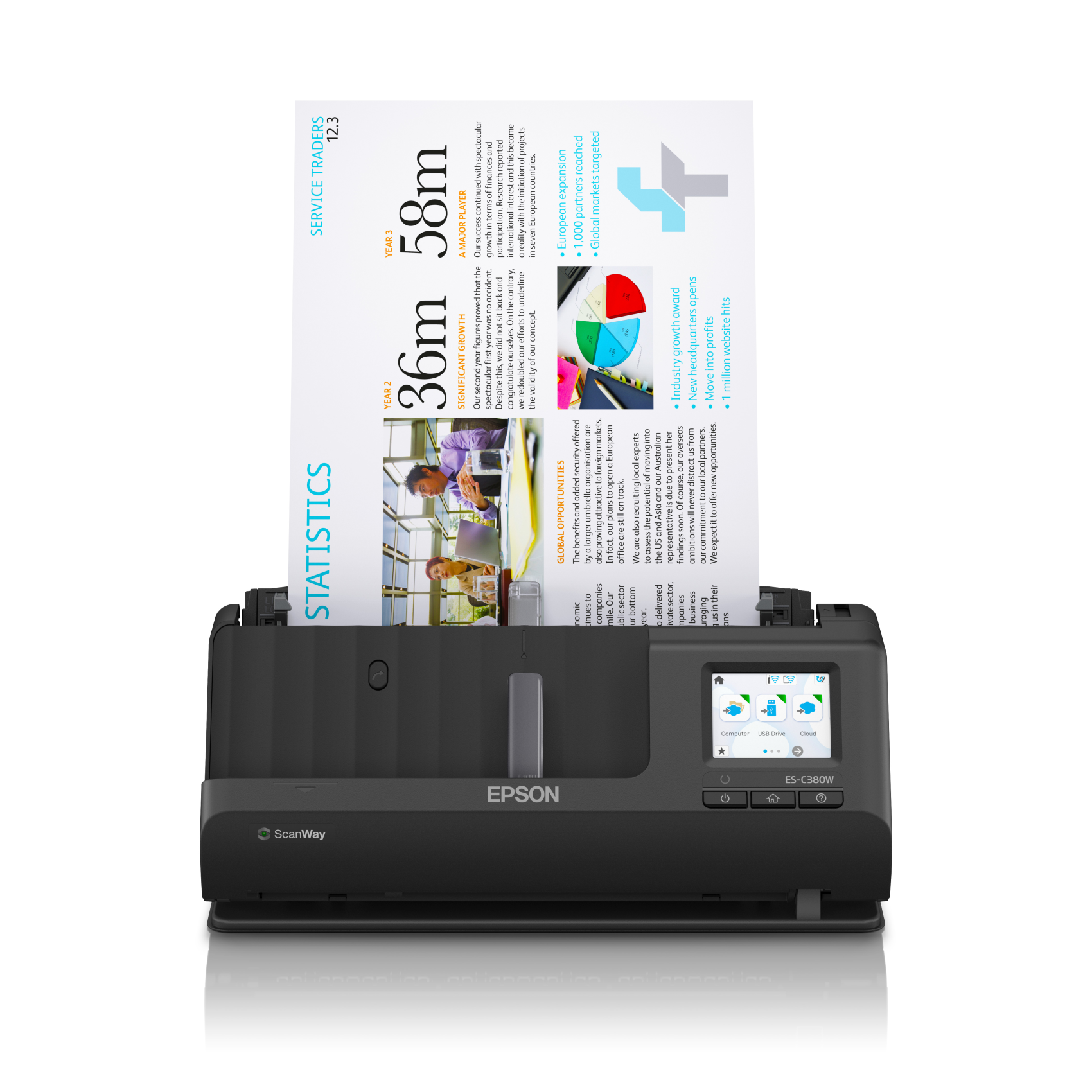 Epson ES-C380W, b11b269401, 30 Bit, 24 Bit, 8 Bit, ADF + Bogenscanner