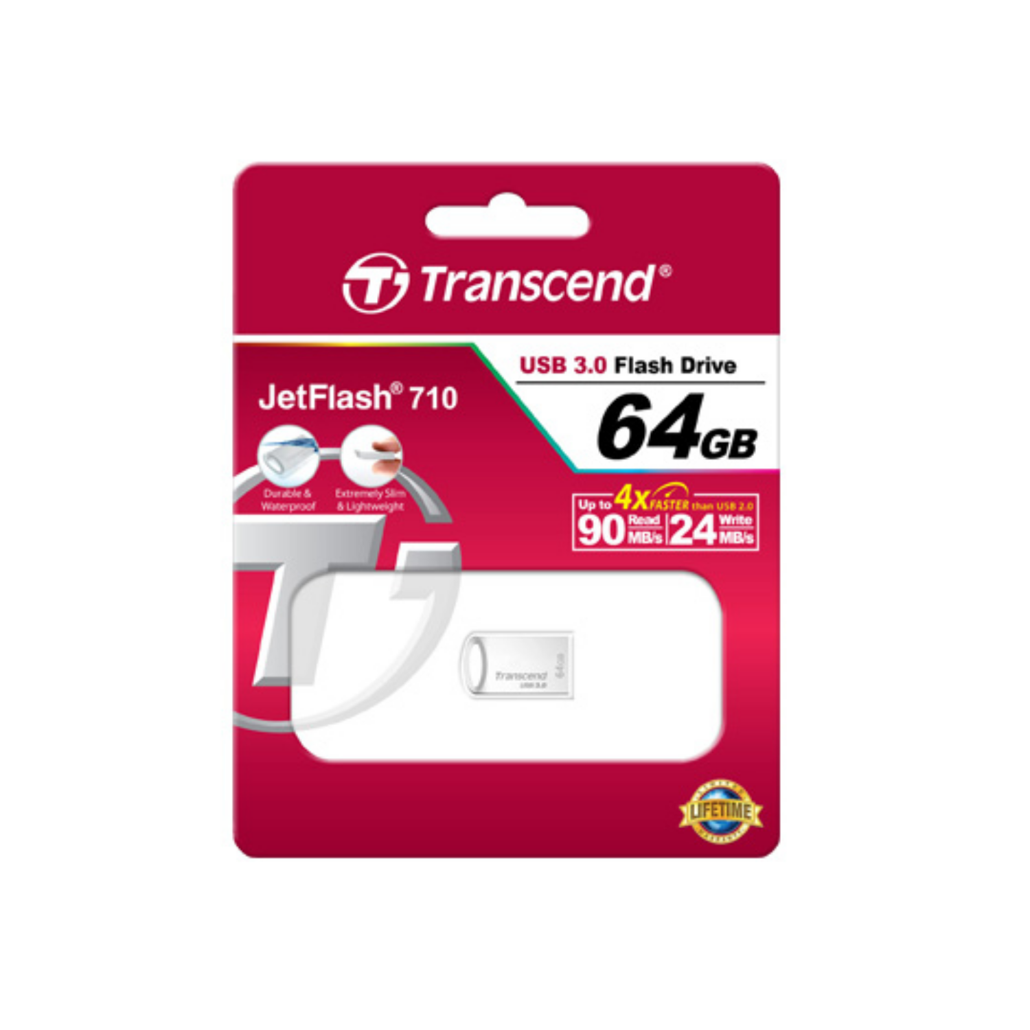 Transcend JetFlash 710S 64GB, ts64gjf710s, 64 GB, USB Typ-A, 3.2 Gen 1 3.1 Gen 1, 3,3 g, Silber