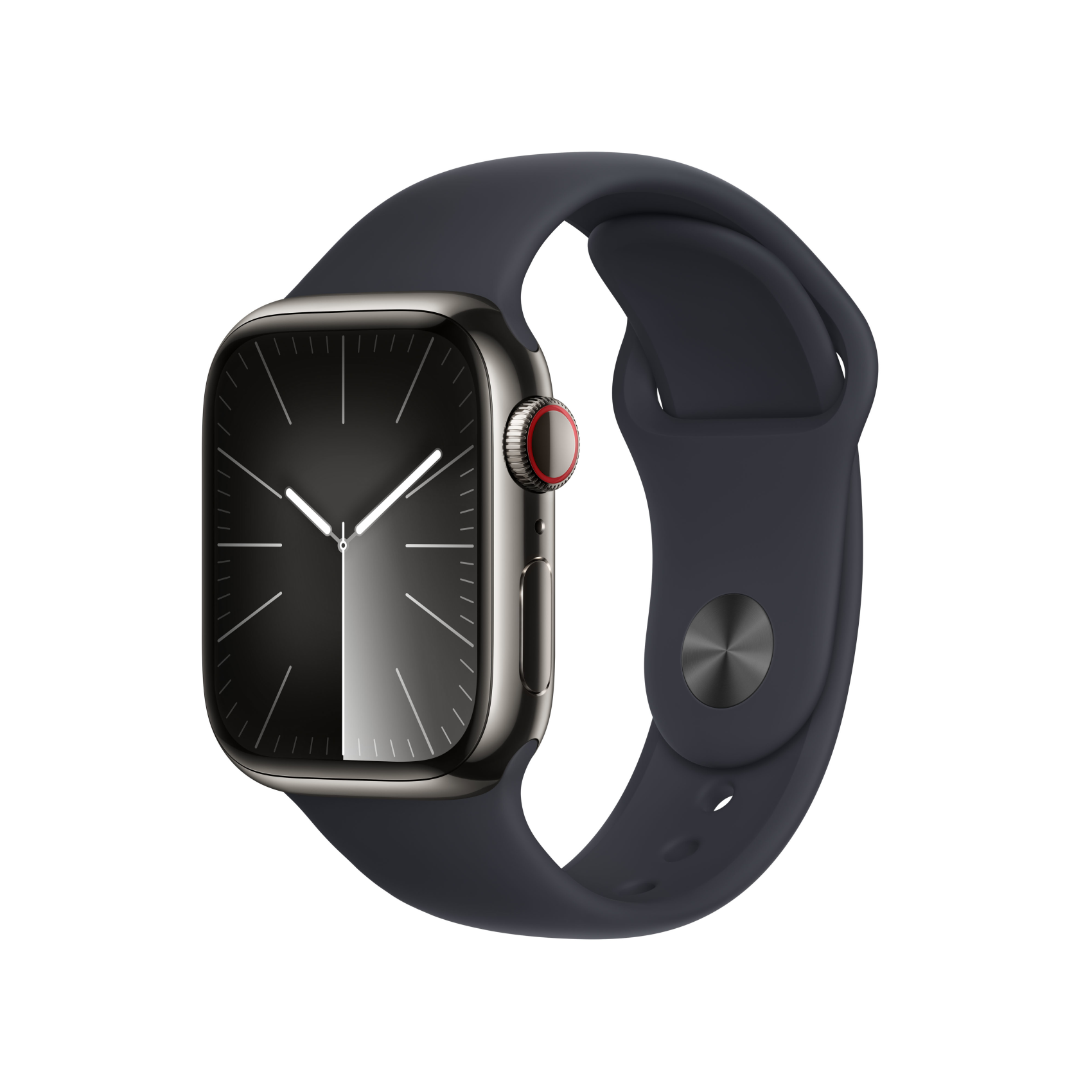 Apple Watch Series 9 GPS + Cellular 41mm Edelstahl graphit mit Sportarmband M/L Mitternacht, mrj93qf/a