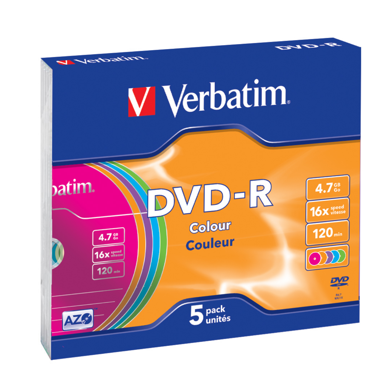 Verbatim DVD-R Colour, 43557, DVD-R, Slimcase, 5 Stücke