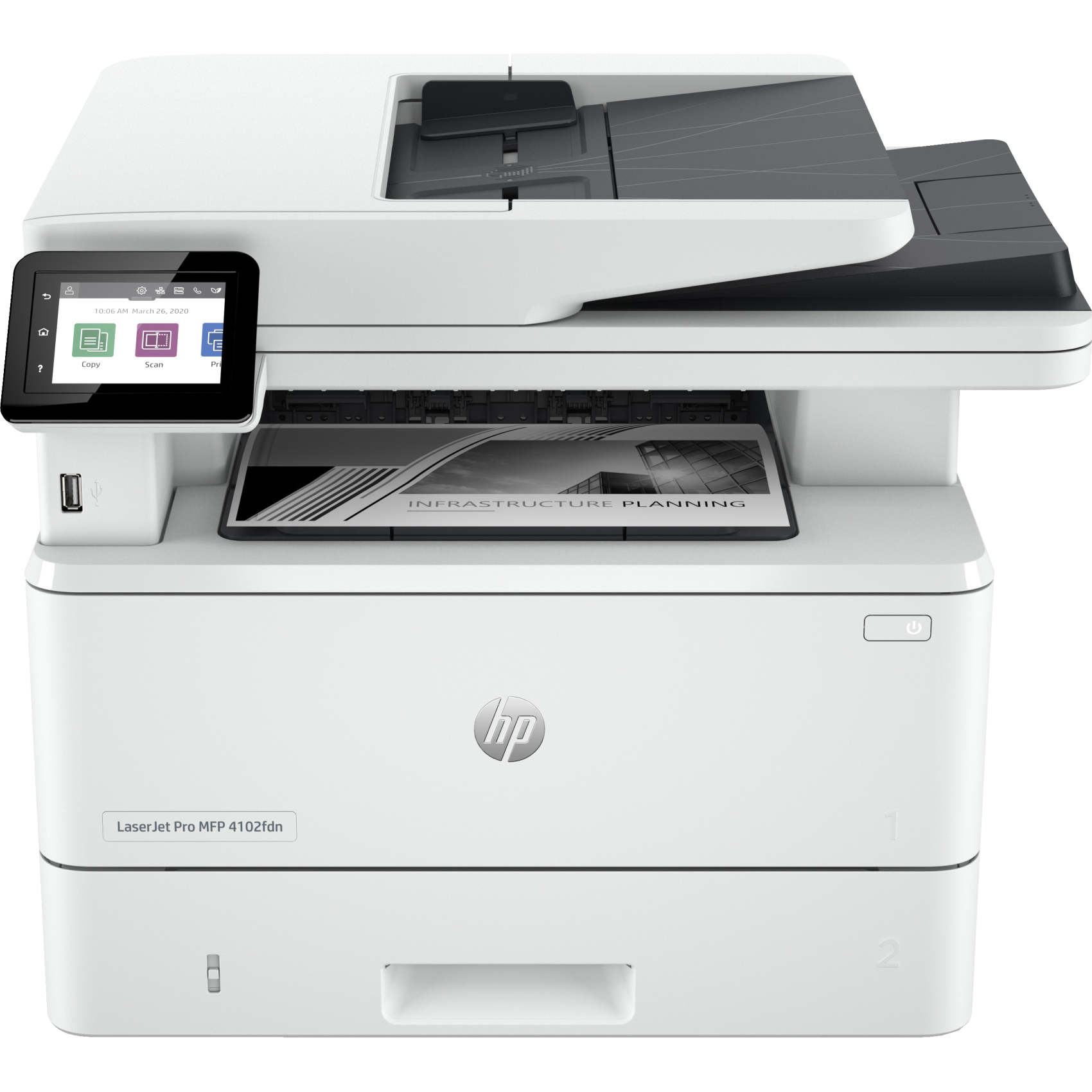 HP LaserJet Pro MFP 4102fdn Drucker, 2z623f#b19, Laser, Monodruck, Farbkopieren, A4, Weiß