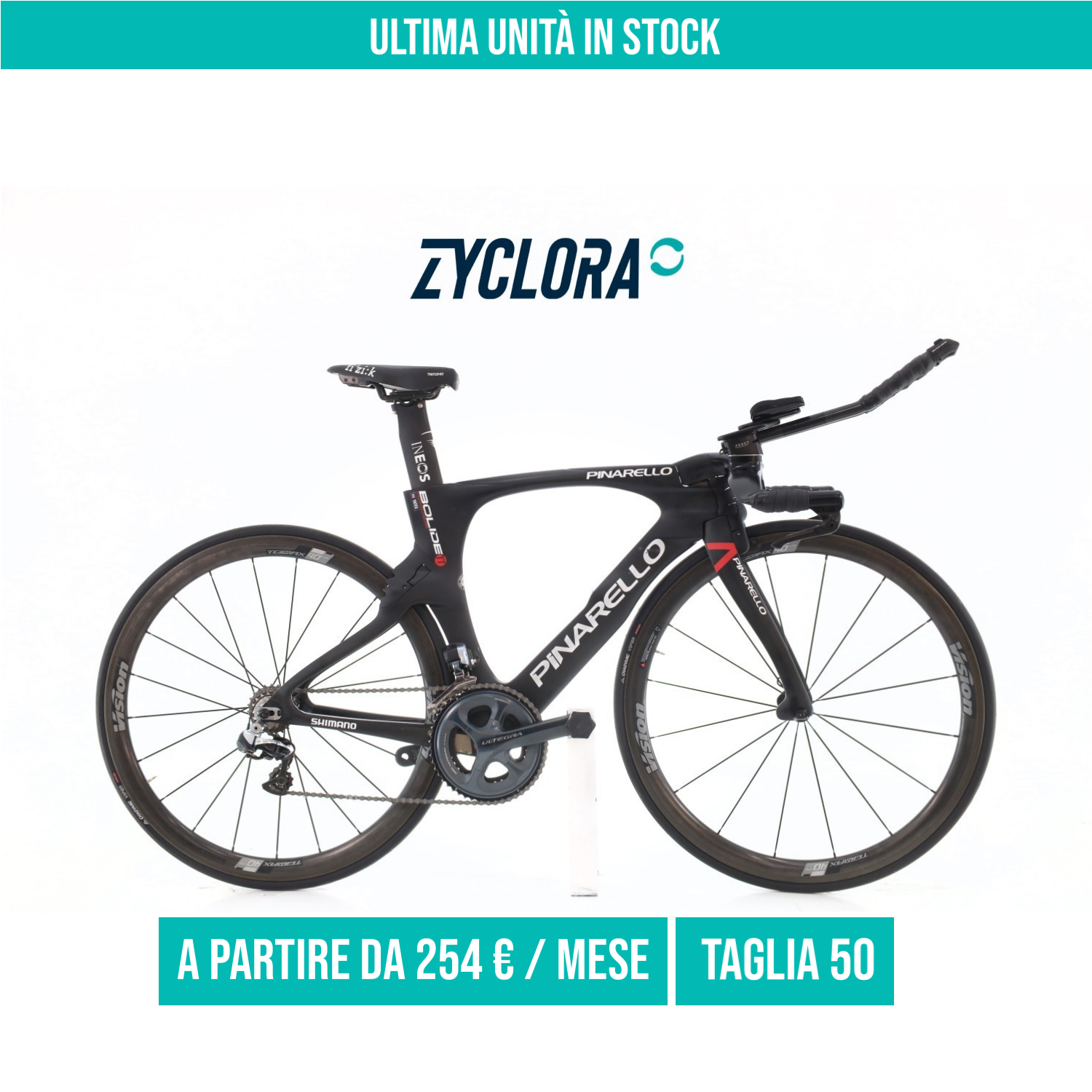 Pinarello Bolide TT Ineos A. Yates Carbonio Di2 11V taglia 50 Semi-nuova