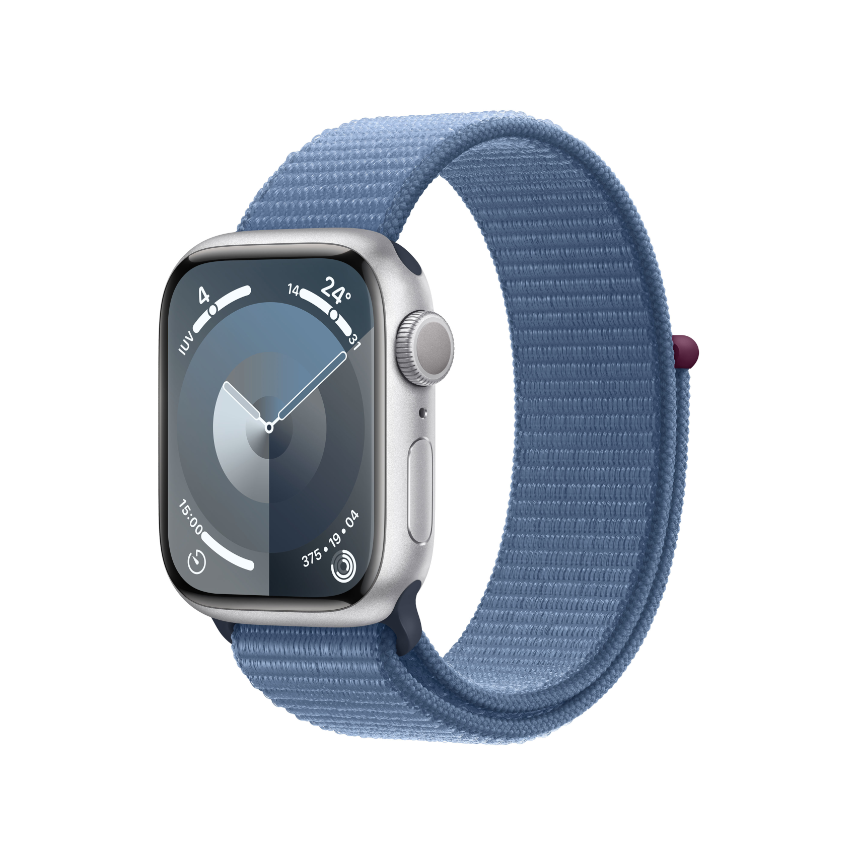 Apple Watch Series 9 GPS 41mm Aluminium silber mit Sport Loop winterblau, mr923qf/a