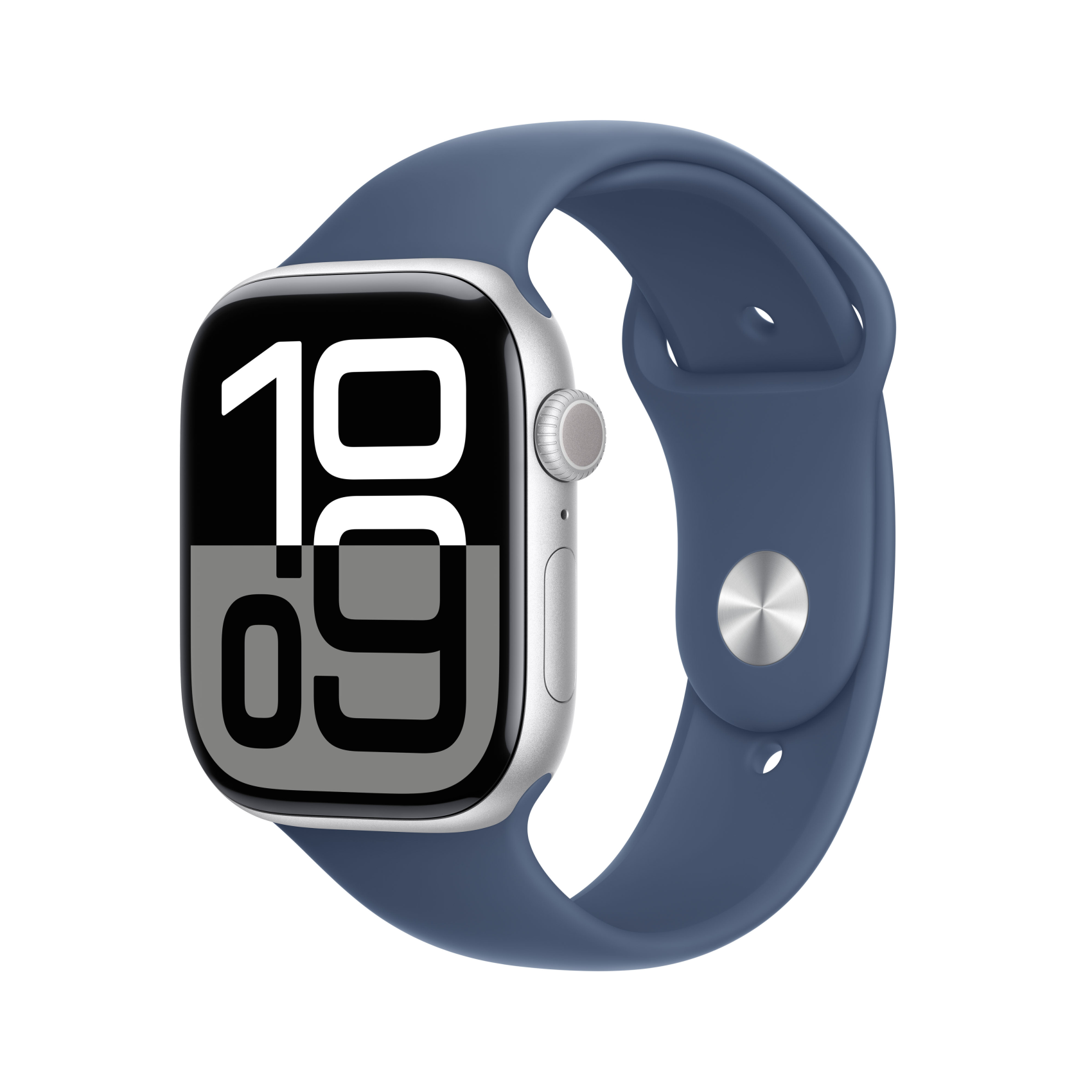 Apple Watch Series 10 GPS + Cellular 46mm Aluminium silber mit Sportarmband M/L Denim, mwy13qf/a