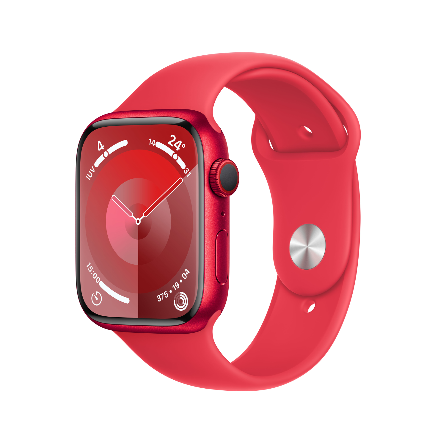 Apple Watch Series 9 GPS + Cellular 45mm Aluminium PRODUCTRED mit Sportarmband S/M PRODUCTRED, mrye3qf/a