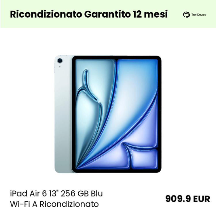 iPad Air 6 13" 256 GB Blu Wi-Fi A Ricondizionato