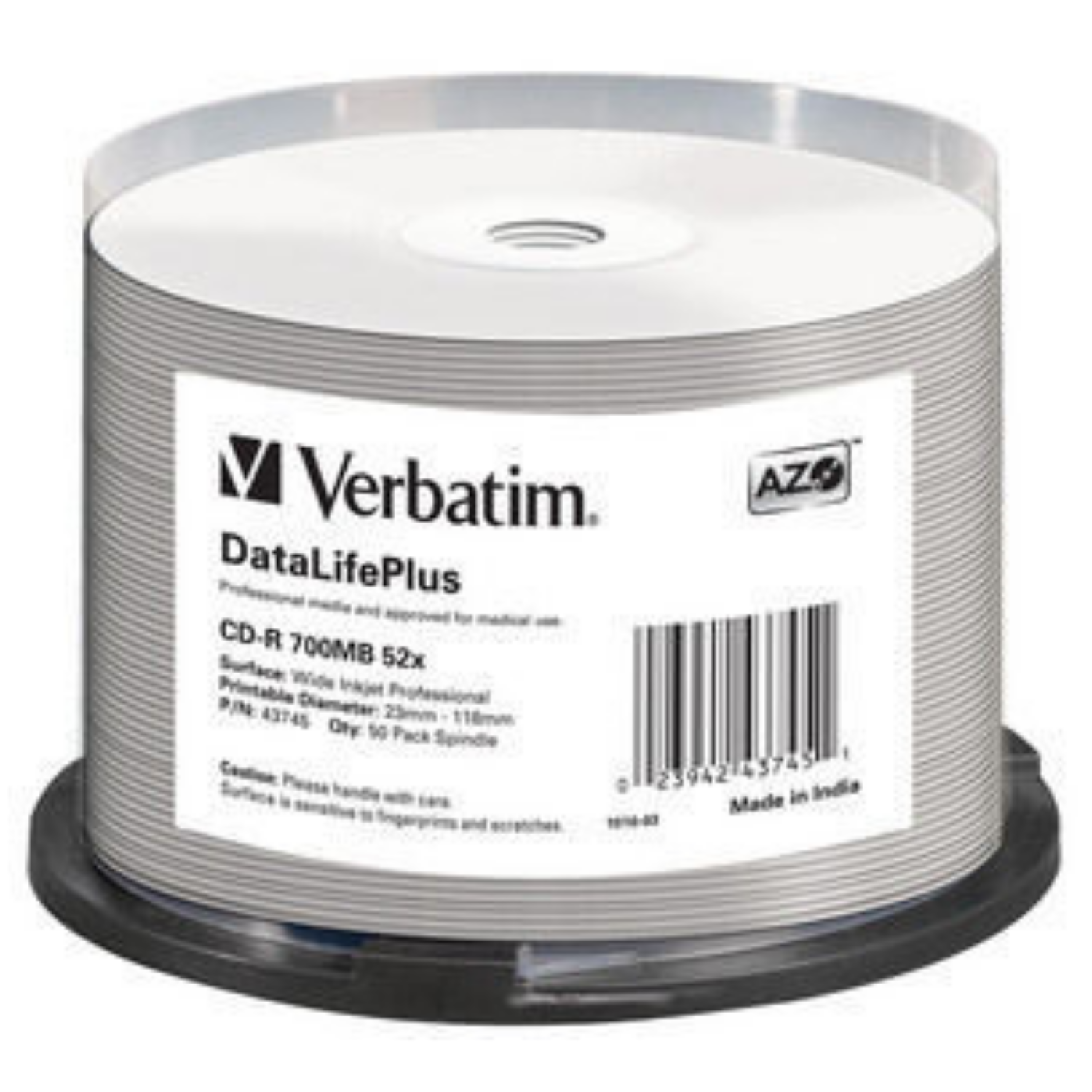 Verbatim CD-R 52x DataLifePlus, 43745, CD-R, 120 mm, Spindel, 50 Stücke