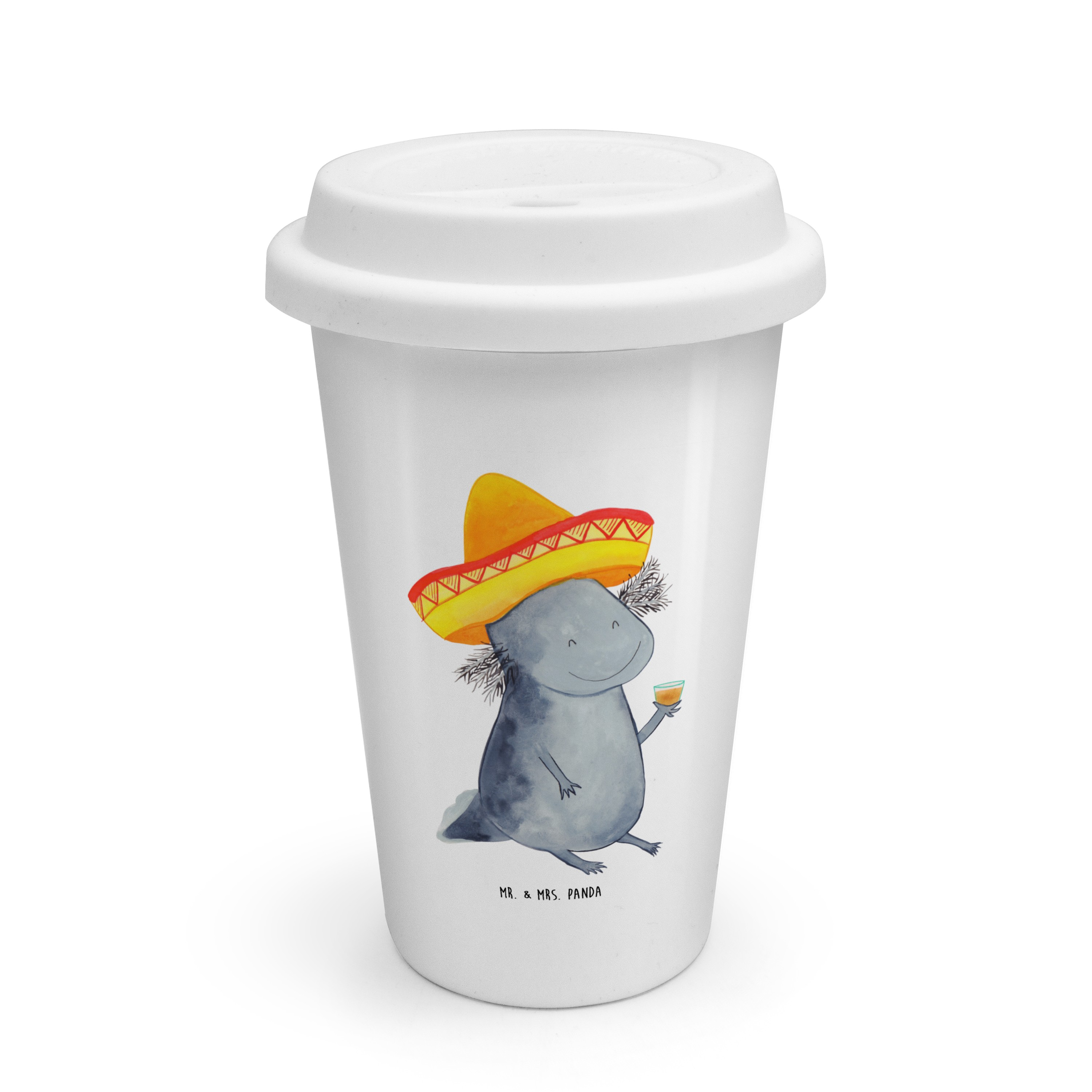 To Go Becher Axolotl Tequila - Geschenk Thermotasse mit Deckel feiern Molch