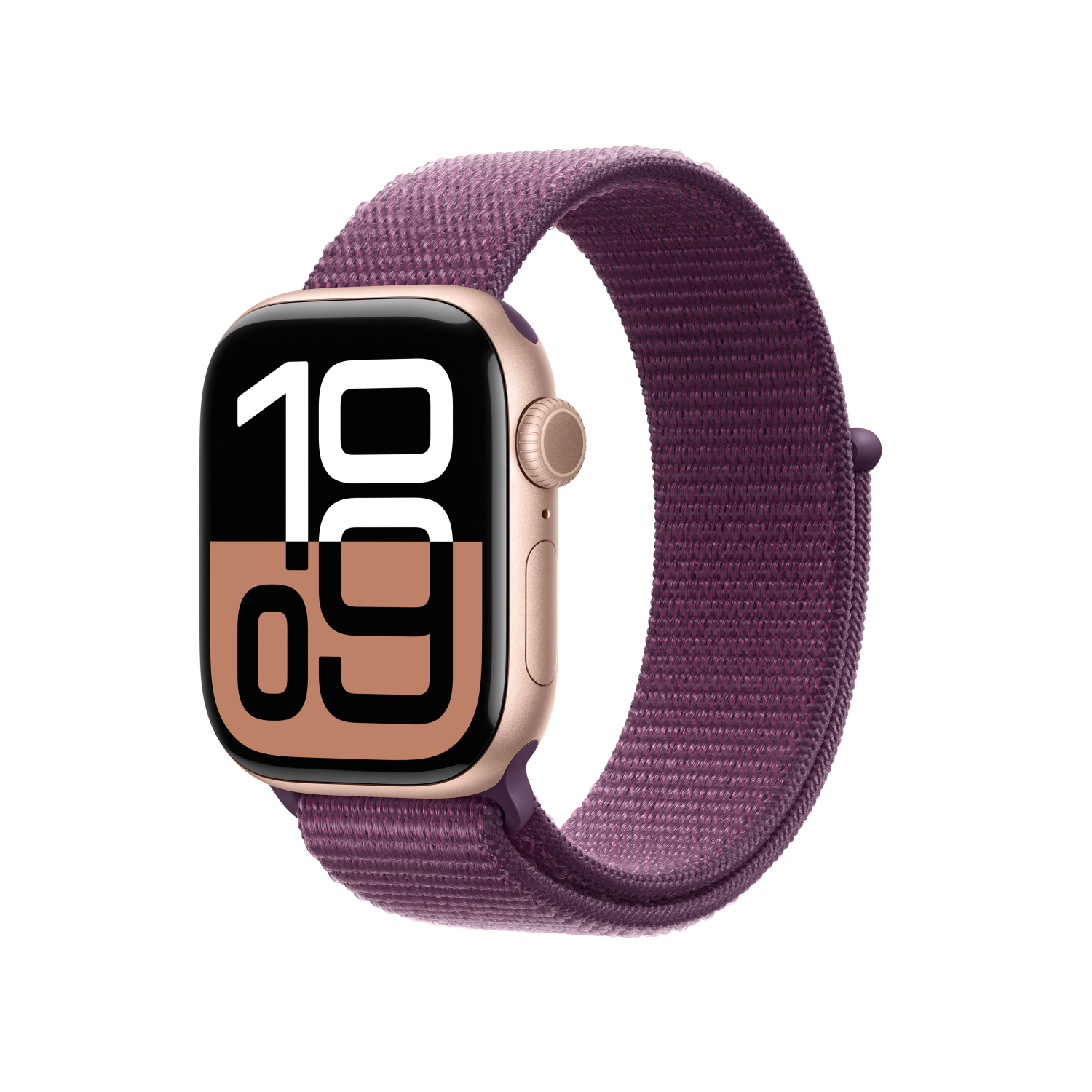 Apple Watch Series 10 GPS 42mm Aluminium rosegold mit Sport Loop Pflaume, mwwk3qf/a