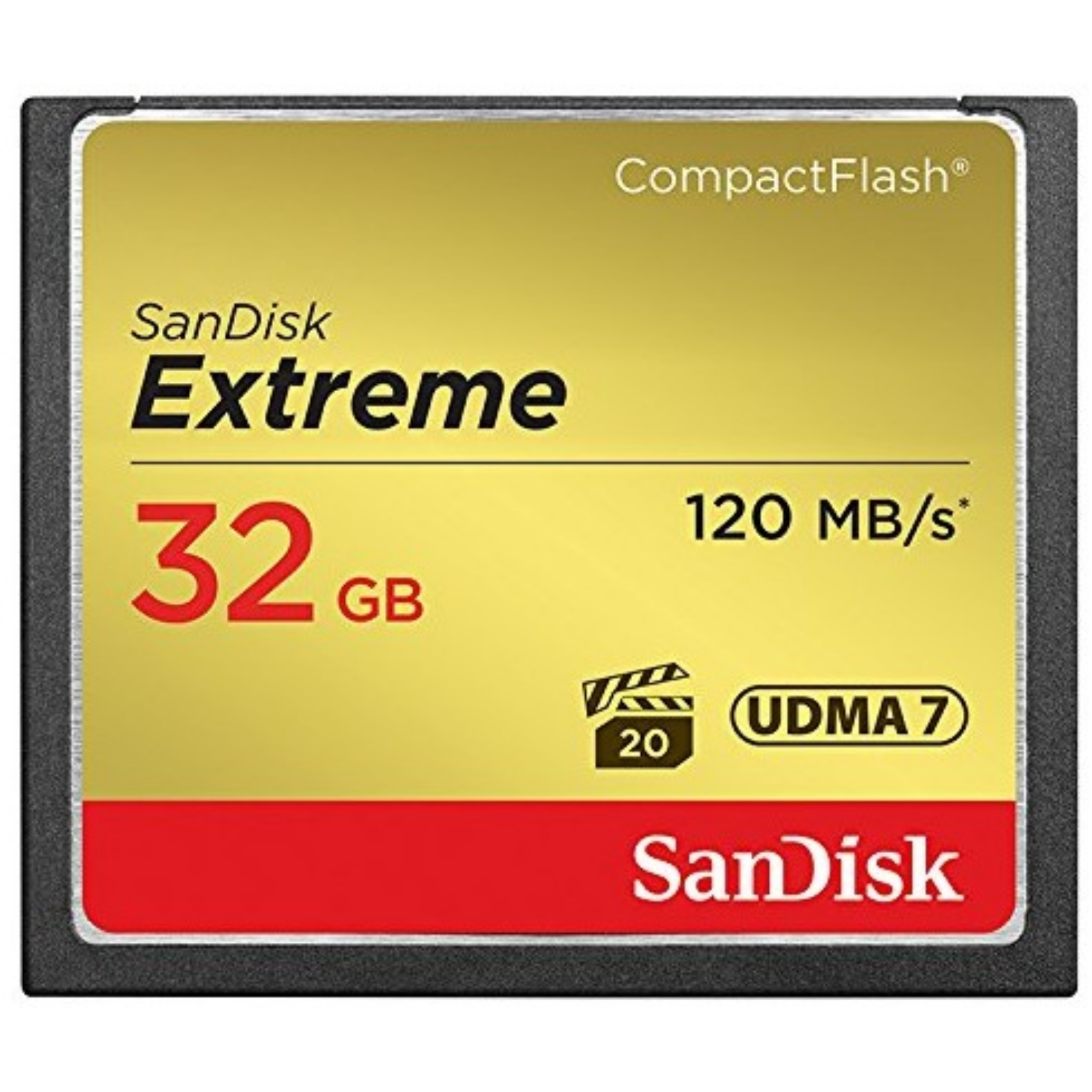 SanDisk 32GB Extreme, sdcfxsb-032g-g46, 32 GB, Kompaktflash, 120 MB/s, 85 MB/s, Schwarz, Gold