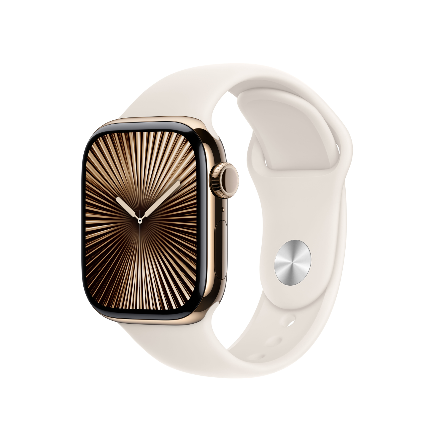 Apple Watch Series 10 GPS + Cellular 42mm Titan gold mit Sportarmband S/M Polarstern, mx063qf/a