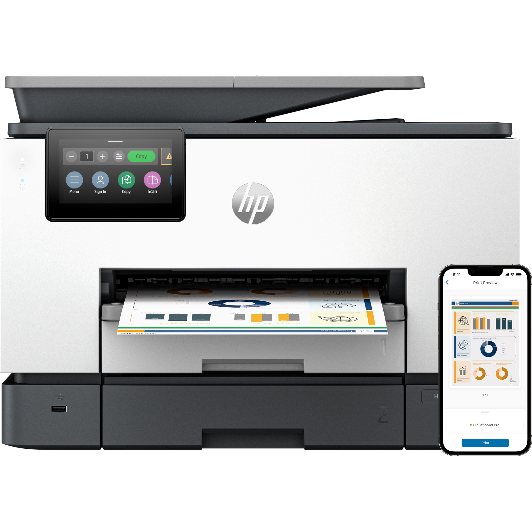 HP OfficeJet Pro 9130b All-in-One Drucker, 4u561b#629, Thermal Inkjet, Farbdruck, A4, Direktdru