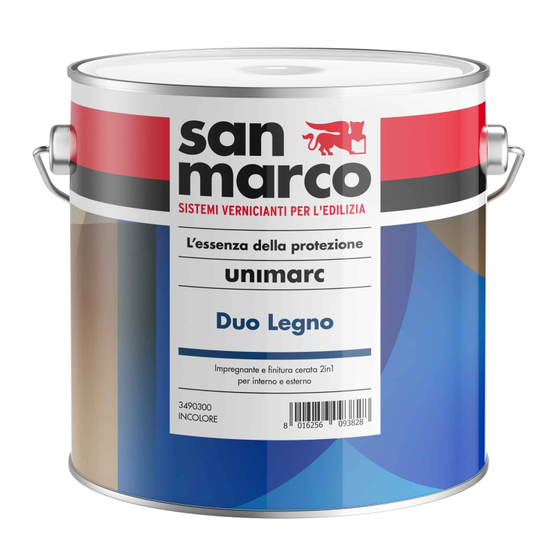 Image of UNIMARC DUO LEGNO Impregnante cerato inodore e a rapida essiccazione, protegge il tuo legno dagli agenti atmosferici e dai raggi uv | San Marco055