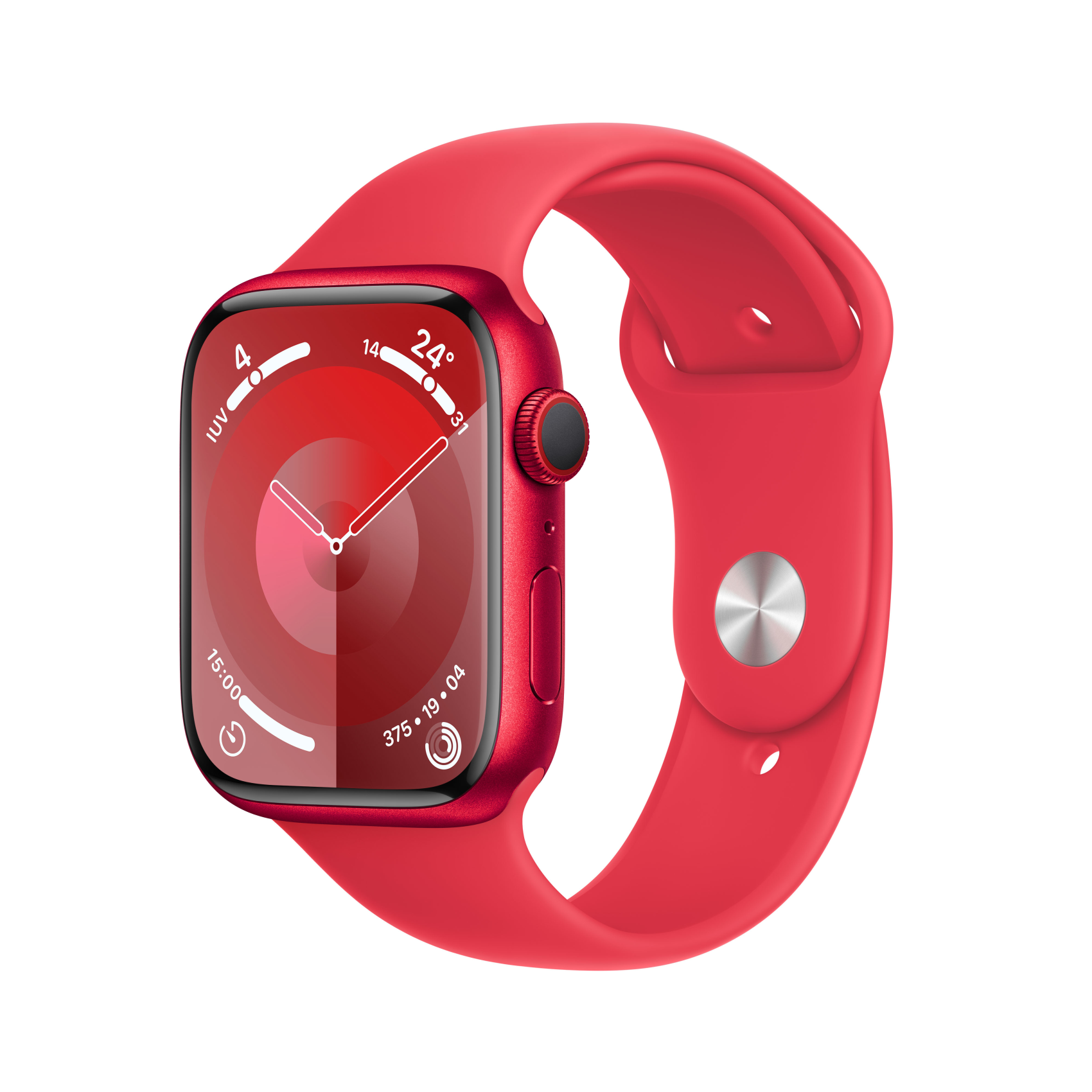 Apple Watch Series 9 GPS + Cellular 45mm Aluminium PRODUCTRED mit Sportarmband M/L PRODUCTRED, mryg3qf/a