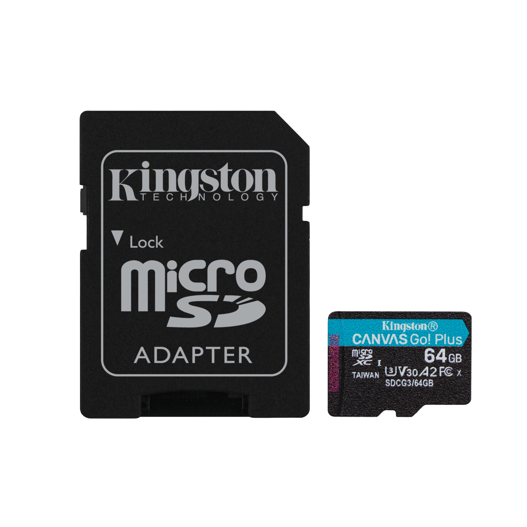 Kingston 64GB microSDXC Canvas Go Plus 170R A2 U3 V30 Speicherkarte + Adapter, sdcg3/64gb, 64 GB, MicroSD, Klass