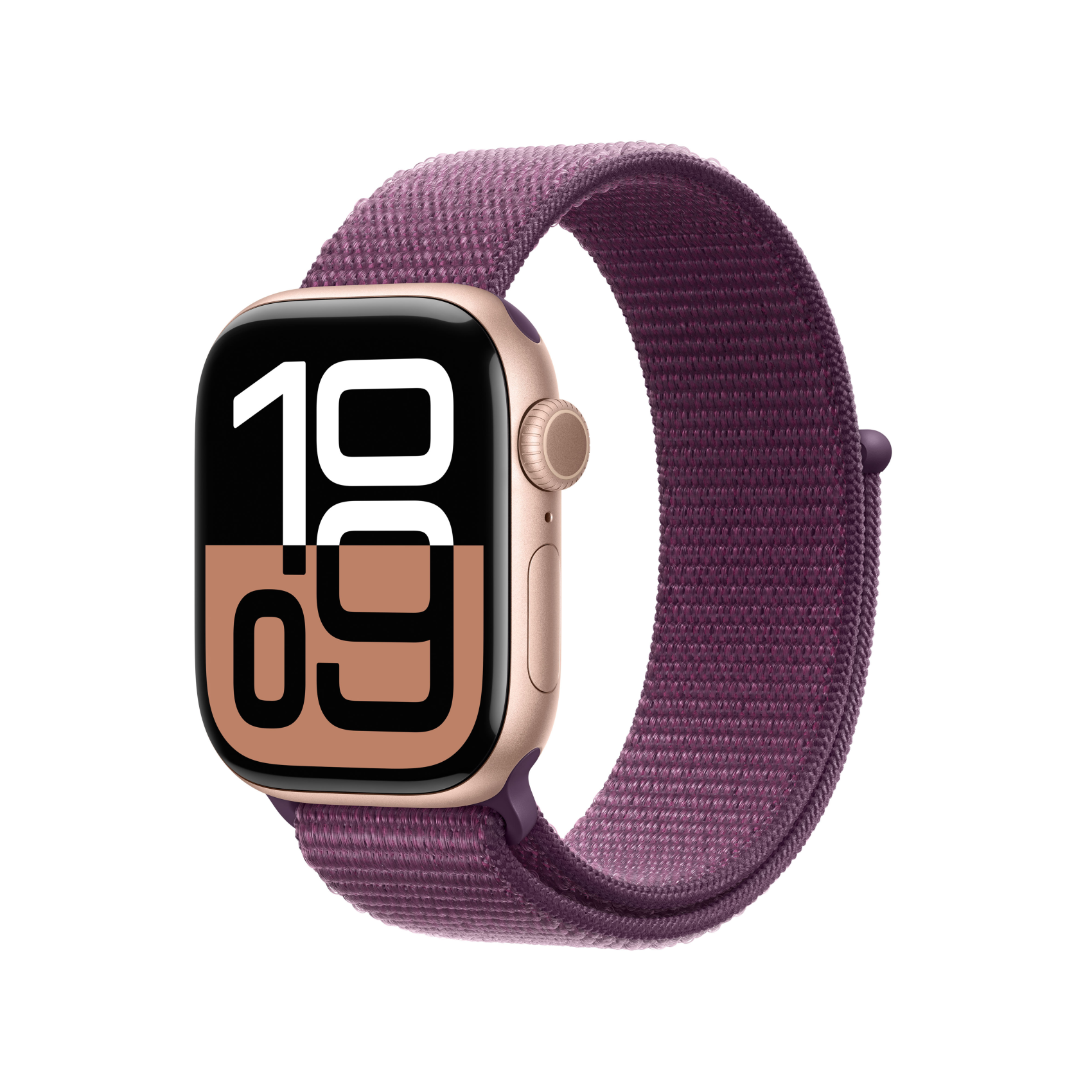 Apple Watch Series 10 GPS + Cellular 42mm Aluminium rosegold mit Sport Loop Pflaume, mwxc3qf/a