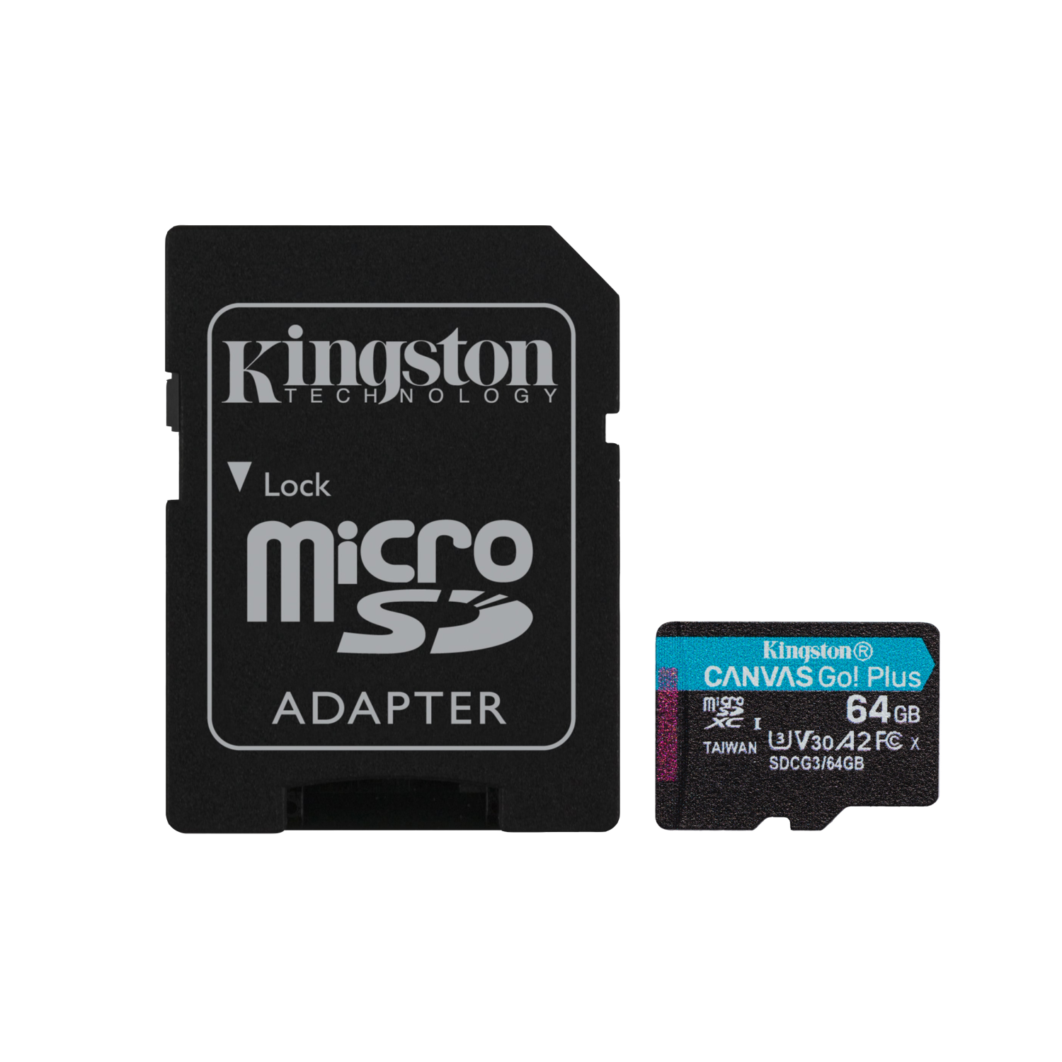 Kingston 64GB microSDXC Canvas Go Plus 170R A2 U3 V30 Speicherkarte + Adapter, sdcg3/64gb, 64 GB, MicroSD, Klass