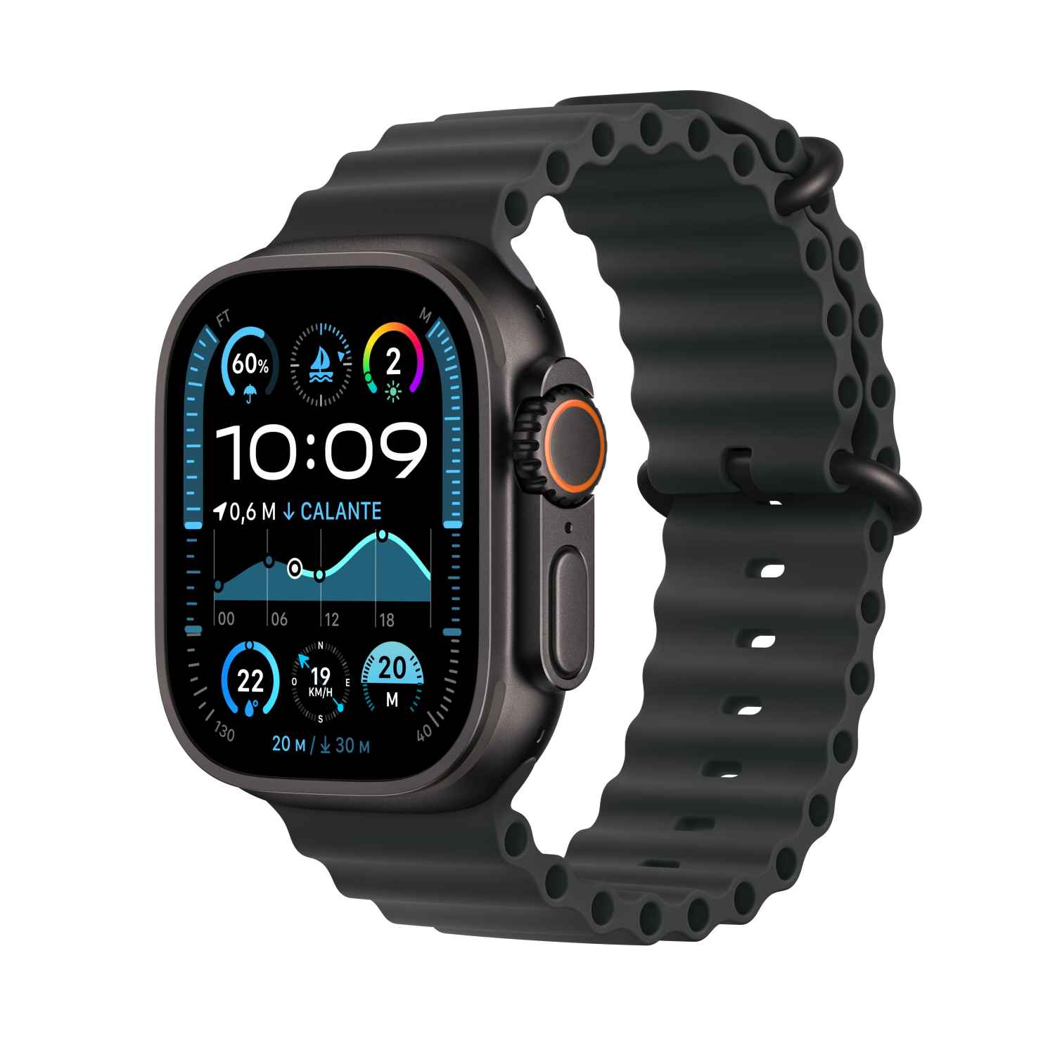 Apple Watch Ultra 2 schwarz mit Ocean Armband schwarz, mx4p3fd/a