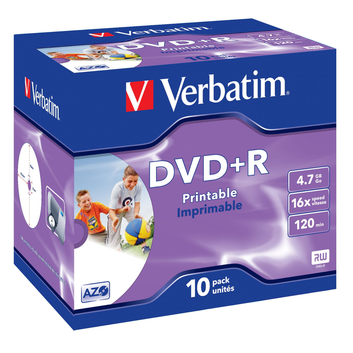 Verbatim DVD+R 4.7GB 16x 10pk Jewelcase, 43508#pk10, DVD+R, 120 mm, Druckbar, 10 Stücke, 4,7 GB