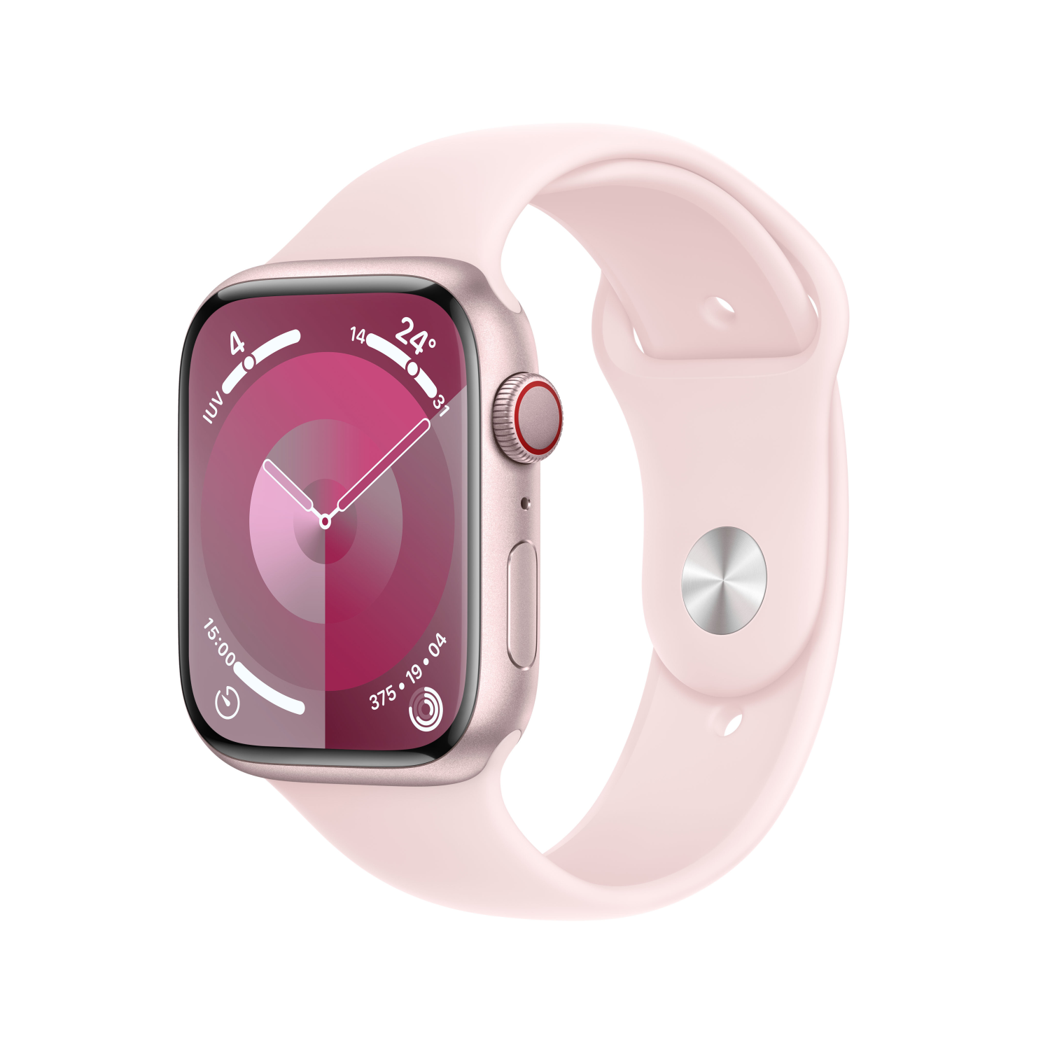 Apple Watch Series 9 GPS + Cellular 45mm Aluminium rosé mit Sportarmband M/L hellrosa, mrml3qf/a