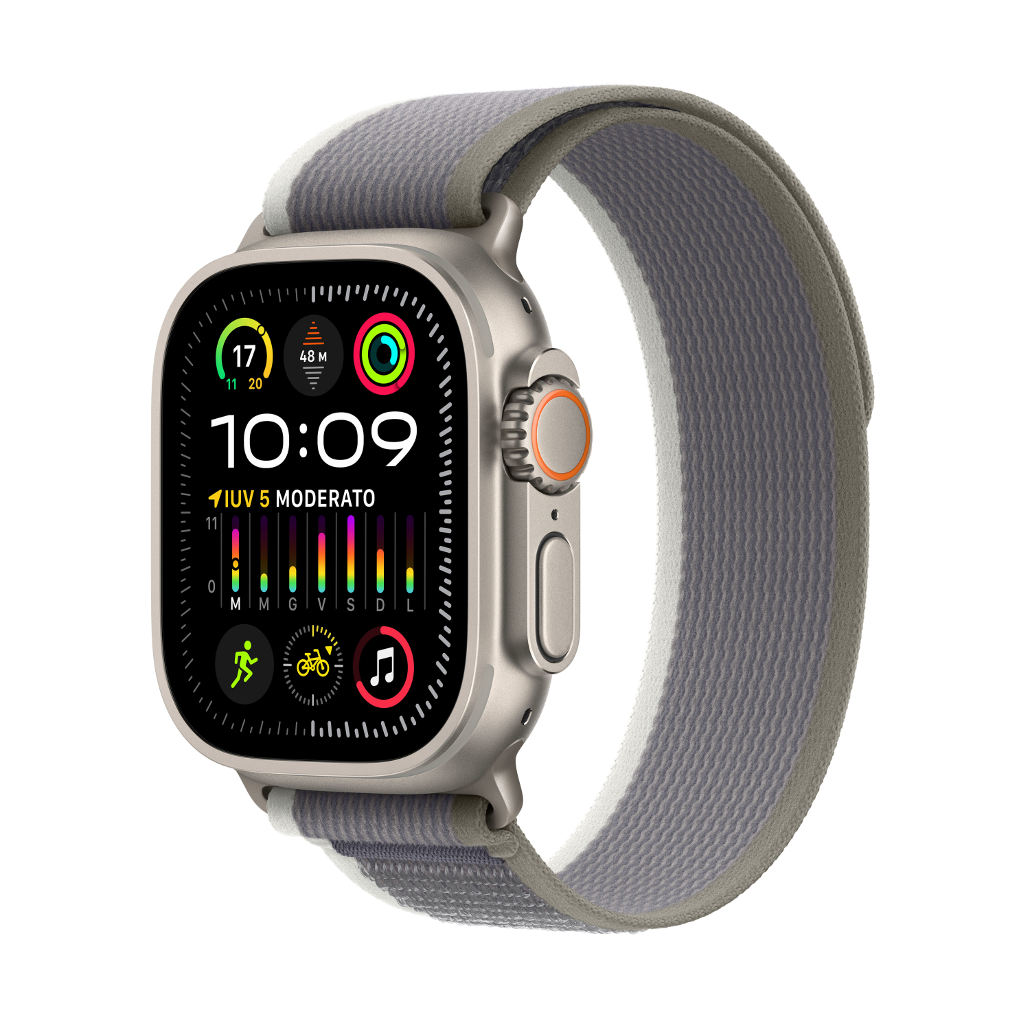 Apple Watch Ultra 2 mit Trail Loop M/L grün/grau, mrf43fd/a