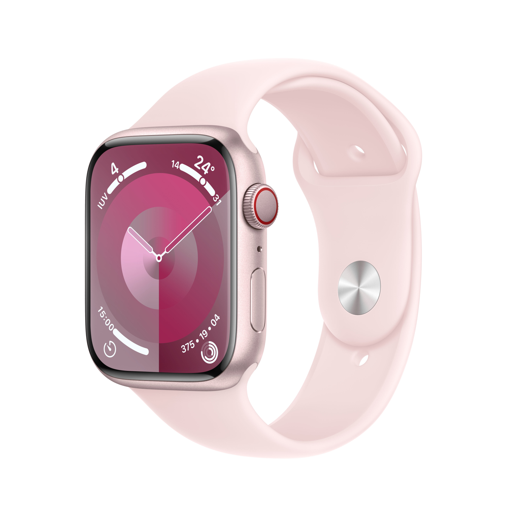 Apple Watch Series 9 GPS + Cellular 45mm Aluminium rosé mit Sportarmband M/L hellrosa, mrml3qf/a