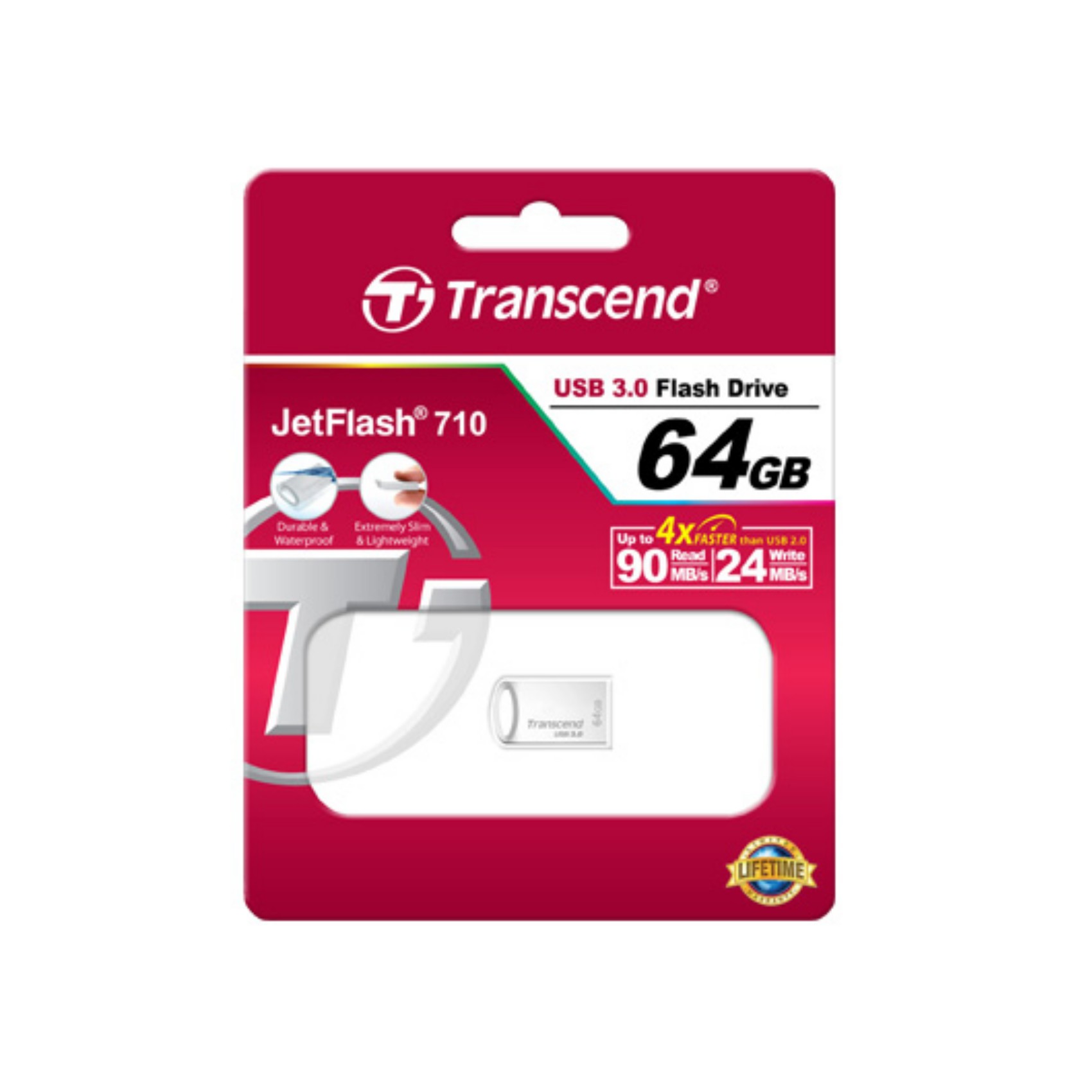 Transcend JetFlash 710S 64GB, ts64gjf710s, 64 GB, USB Typ-A, 3.2 Gen 1 3.1 Gen 1, Ohne Deckel, 3,3 g, Silber