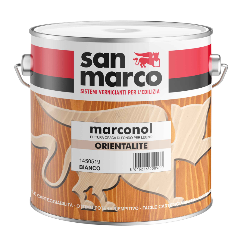 Image of MARCONOL ORIENTALITE Pittura di fondo per legno a solvente, coprente e rapida essiccazione; fondo da applicare prima dello smalto. | San Marco055