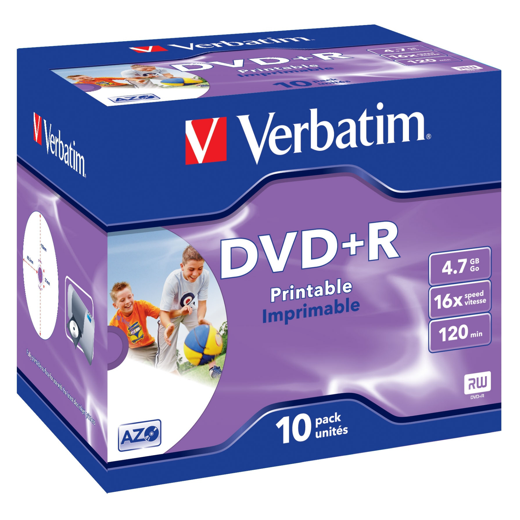 Verbatim DVD+R 4.7GB 16x 10pk Jewelcase, 43508#pk10, DVD+R, 120 mm, Druckbar, jewelcase, 10 Stücke, 4,7 GB