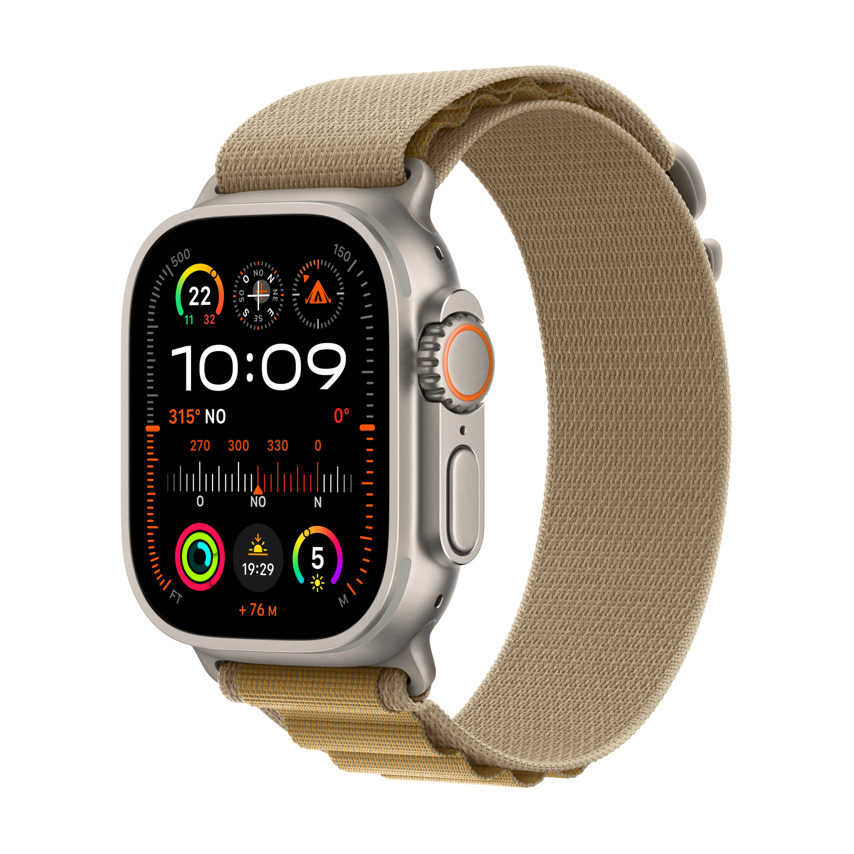 Apple Watch Ultra 2 Natur mit Alpine Loop Large Mandel, mx4h3fd/a