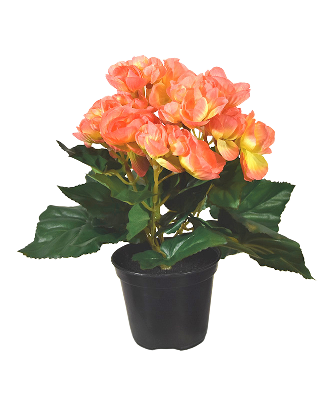 Begonia kunstplant in potje 20cm - zalm