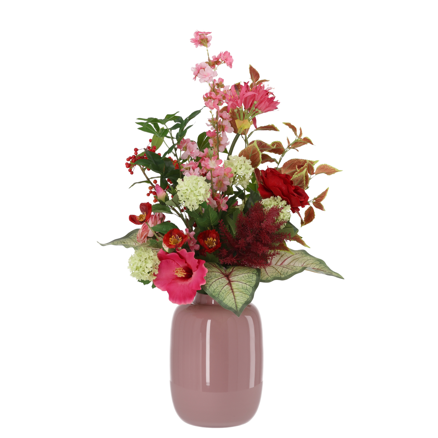Handgebonden Kunstboeket Juliette Antwerpen 80cm Roze/Rood