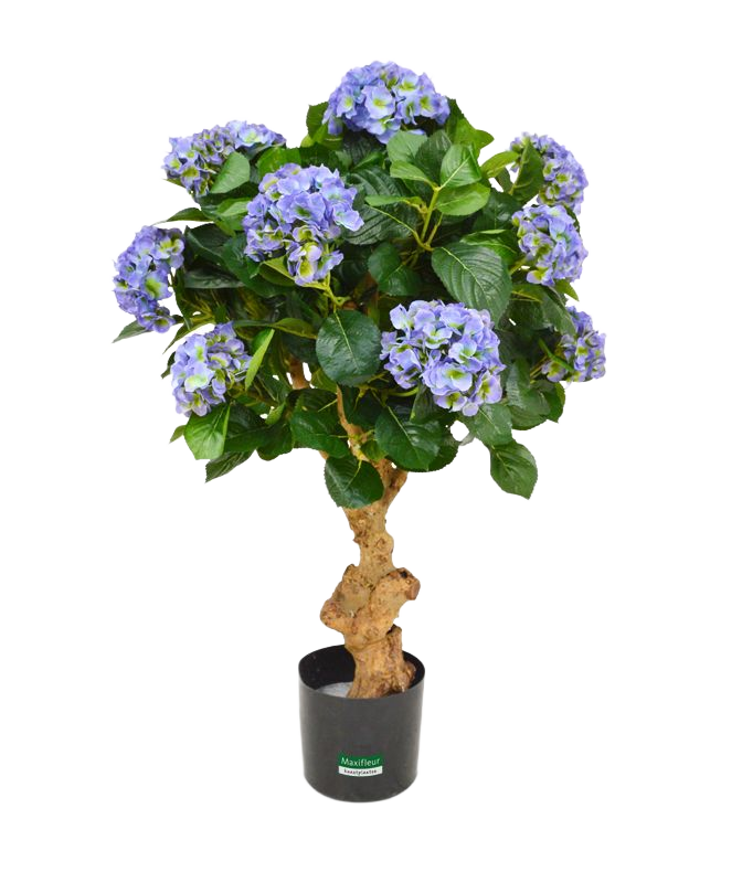 Hortensia deluxe kunstplant op stam 90cm - blauw