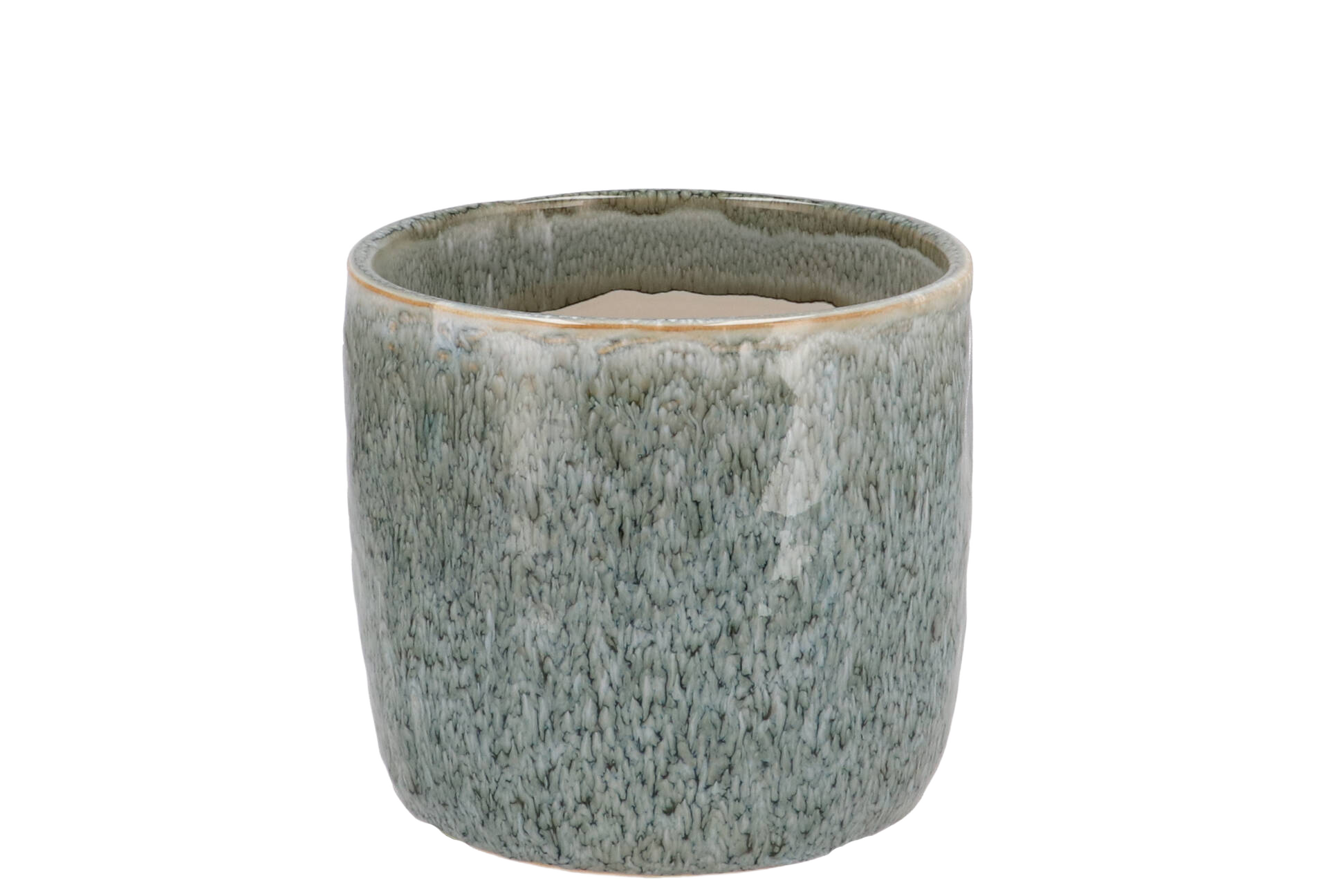 Iron stone lichtblauwe geglazuurde pot 12x11cm