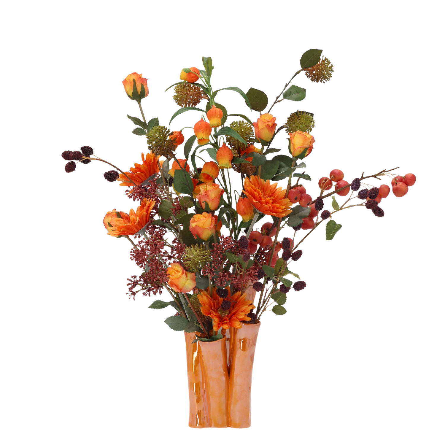 Kunst herfstboeket Nienke Perth 65cm inclusief vaas