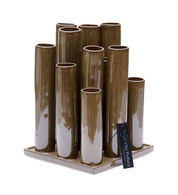 Twist & Tube vaas 18x18x25cm vierkant bruin