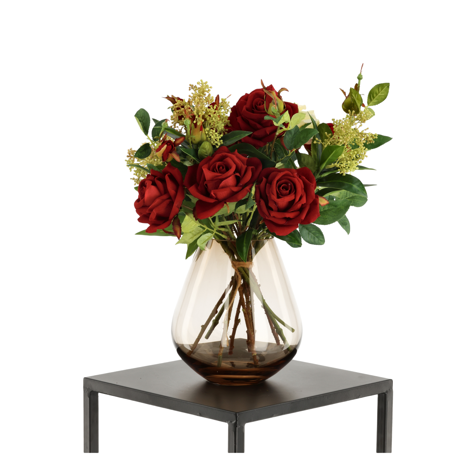 Handgebonden Kunstboeket Elena Sevilla Rood/Wit 40cm
