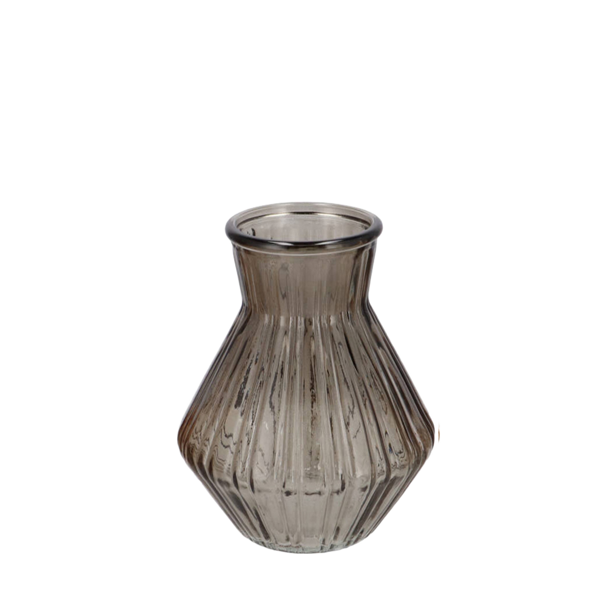 Roman Woods donkerbruine diamant glazen vaas 15x21cm