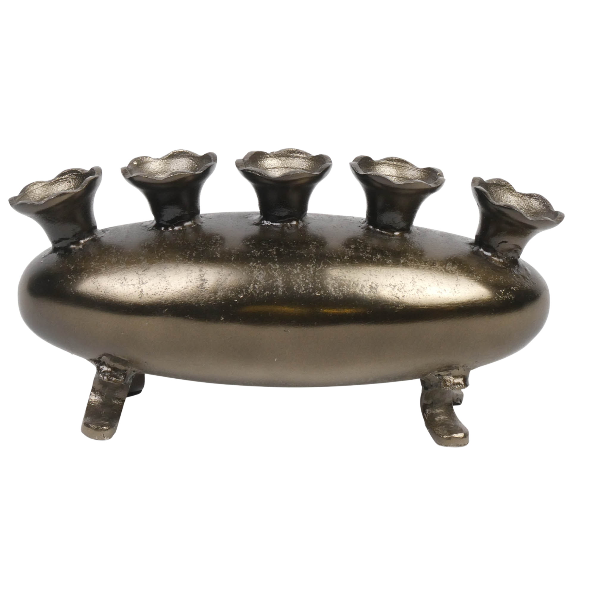 Aluminium Vaas Oval Antique Nickel 33x17cm