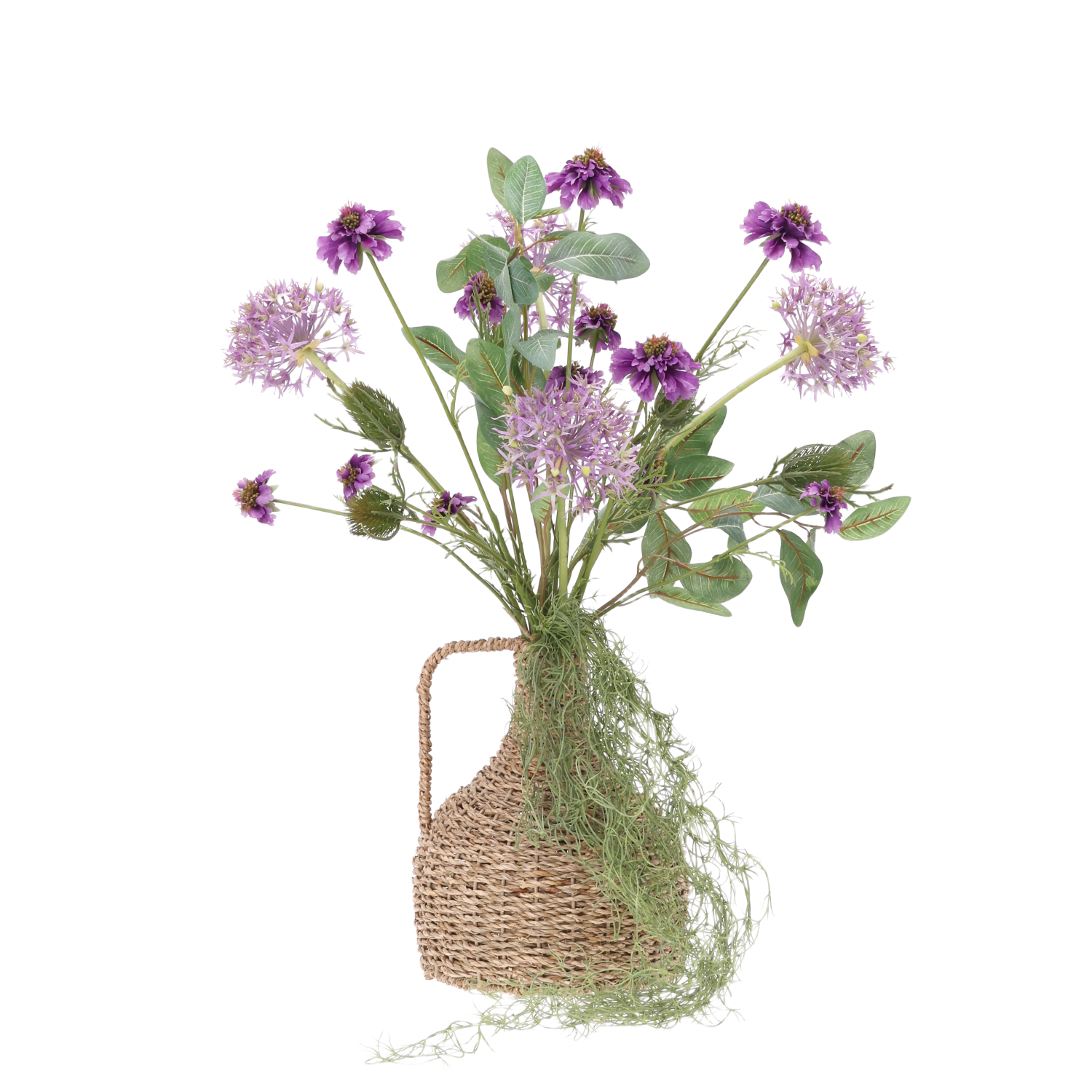 Kunstboeket Alice Washington paars 65cm inclusief flesvaas