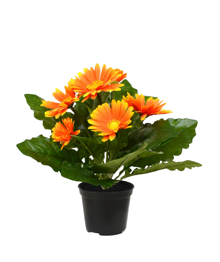 Gerbera kunstplant in pot 30cm - oranje