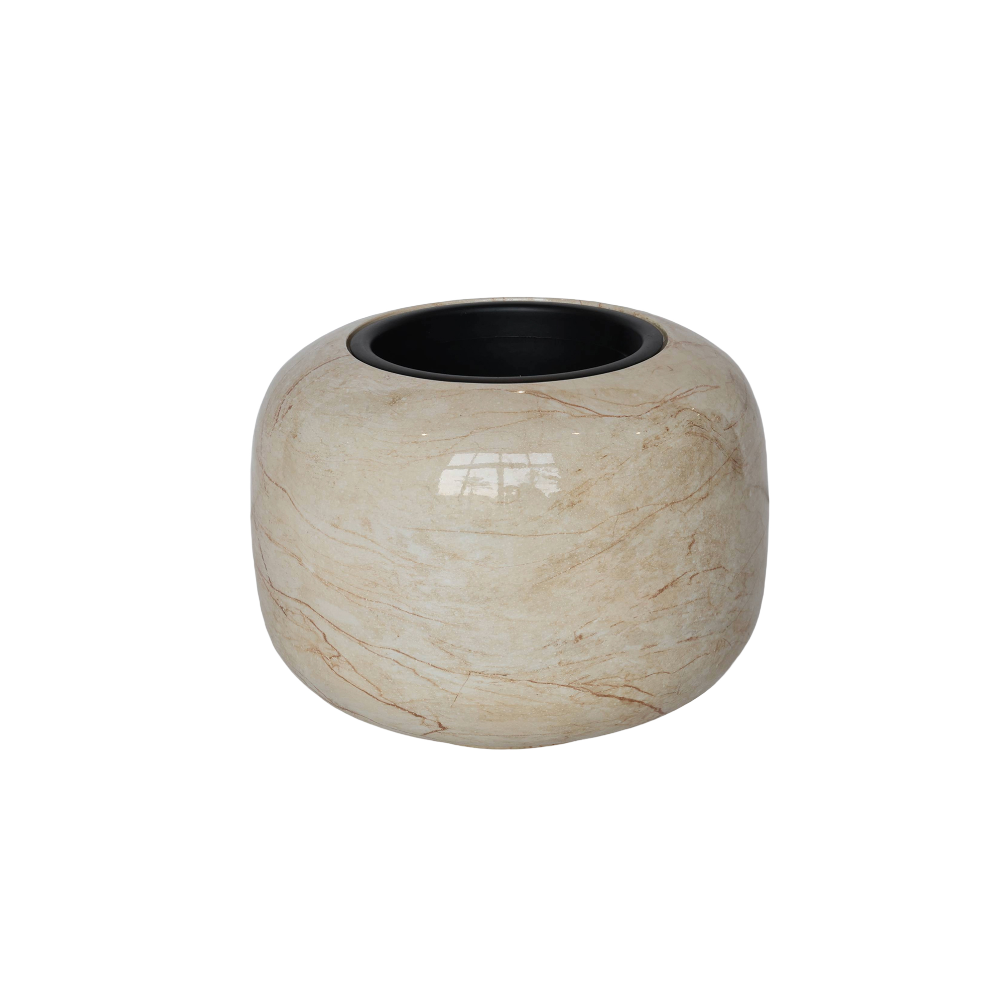 Pot Phuket glanzend beige marmer 34 x H26cm